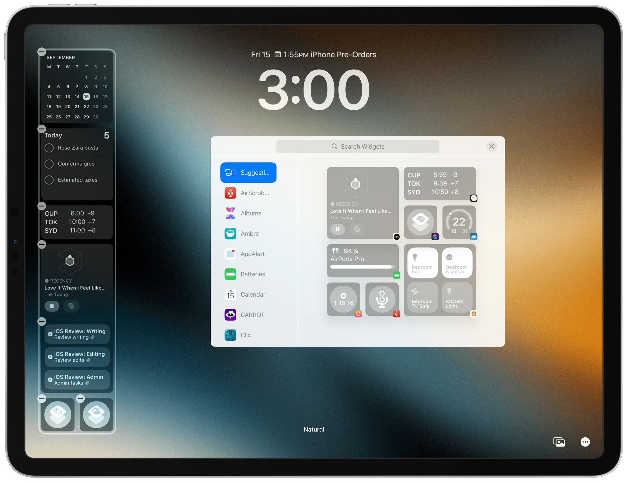 Adding widgets to the iPad Lock Screen.