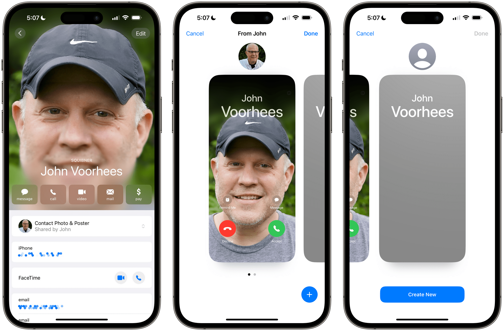 When viewing someone's contact page, you can see the poster they made for themselves, or you can choose to make a new one that will stay on your devices only.
