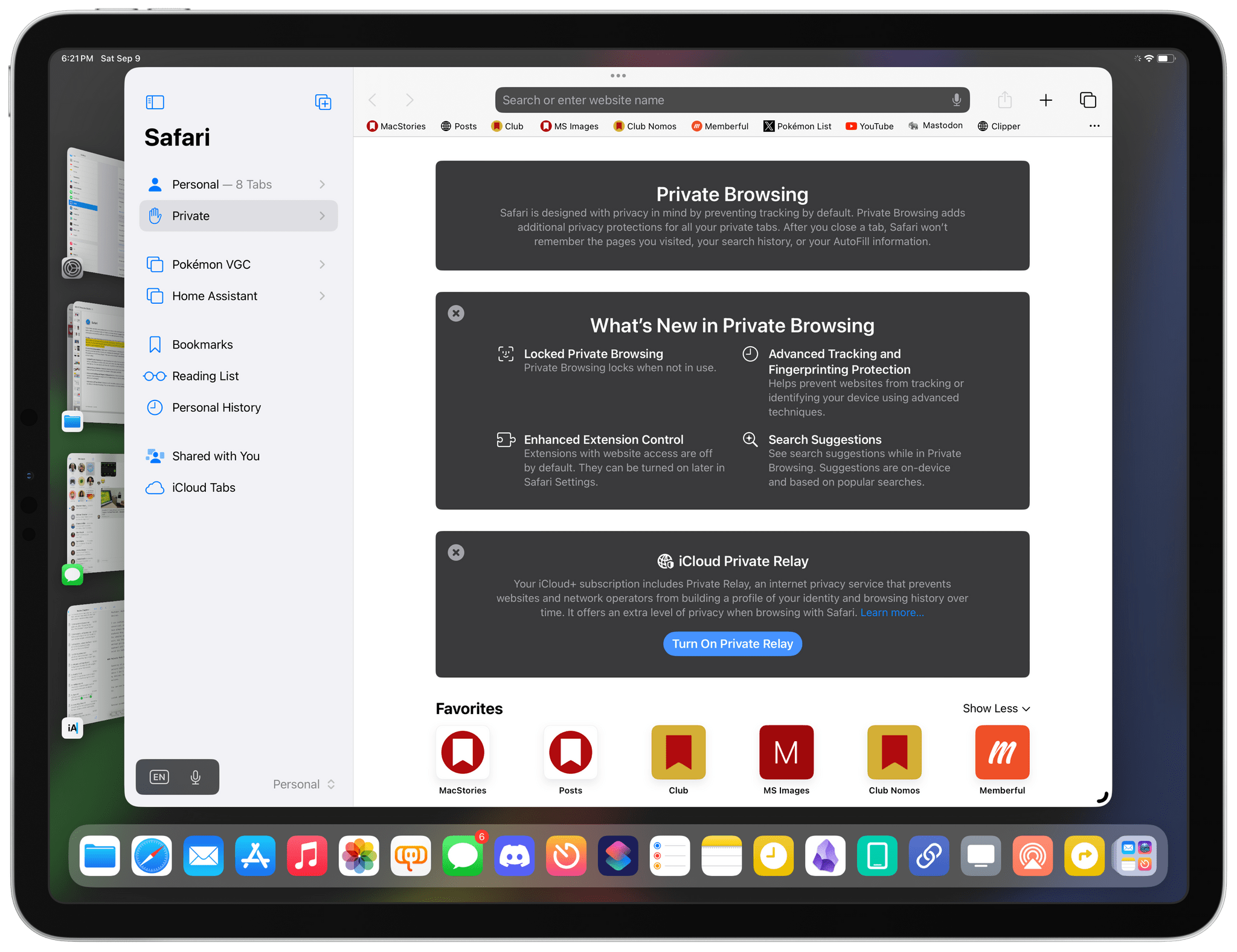 The screen you'll see the first time you open private browsing in iPadOS 17.