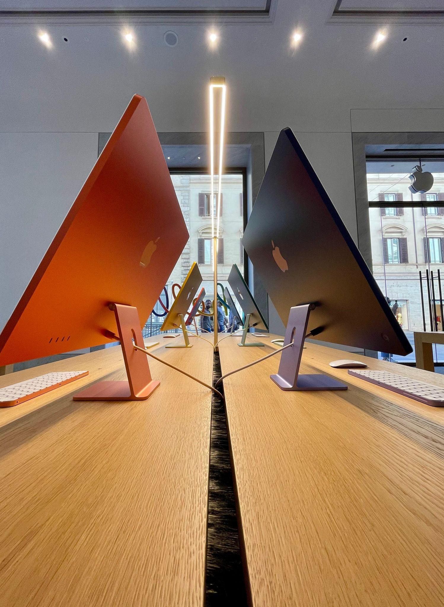 As you can imagine, the new colorful iMacs catch a lot of looks from bystanders outside.