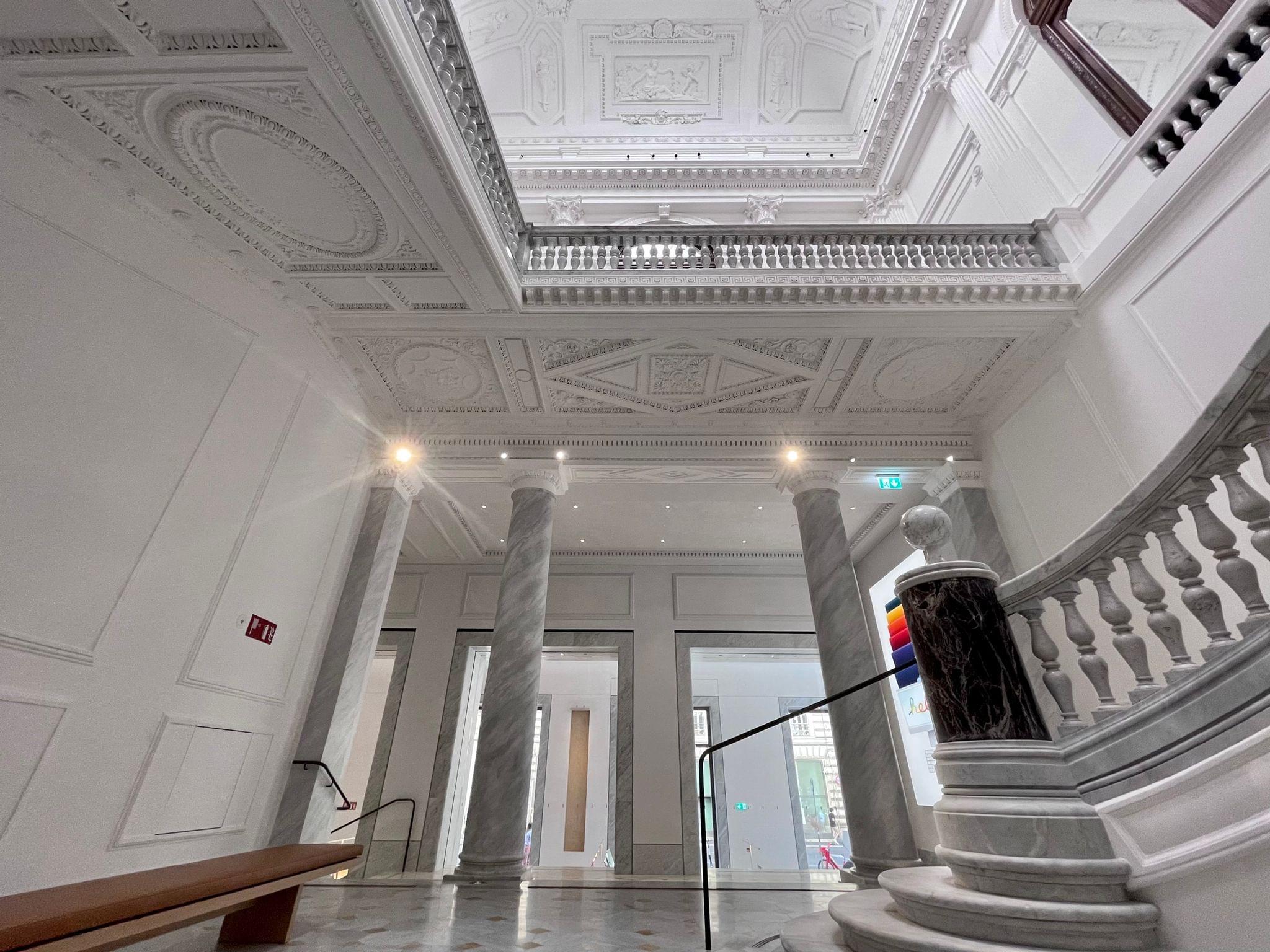 The upper floor as seen from underneath the staircase.