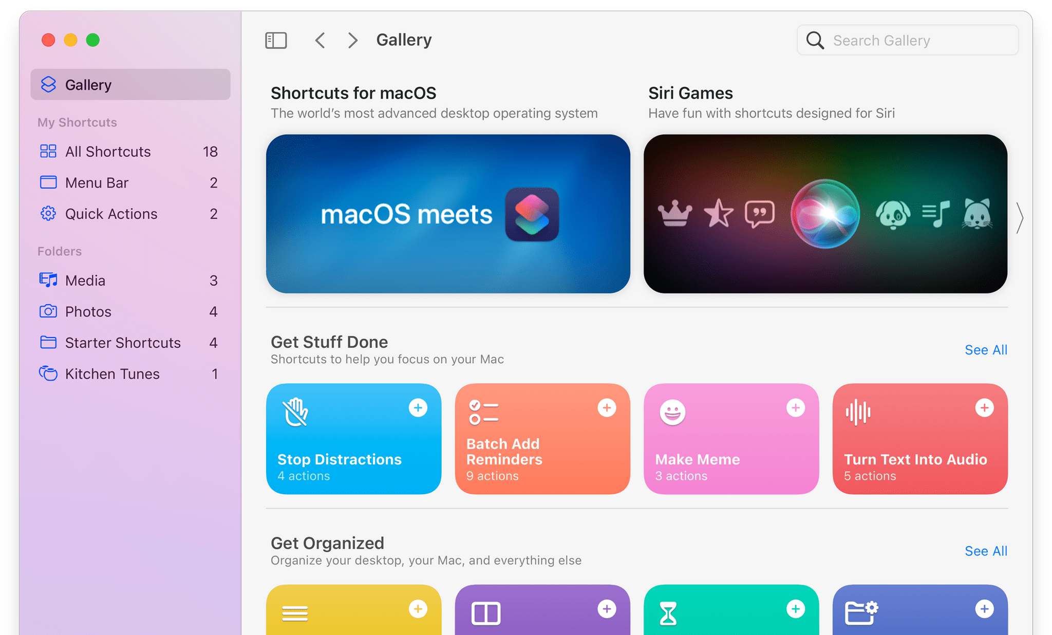 Shortcuts for Mac will be immediately familiar to anyone who has used it on other platforms. Source: Apple.