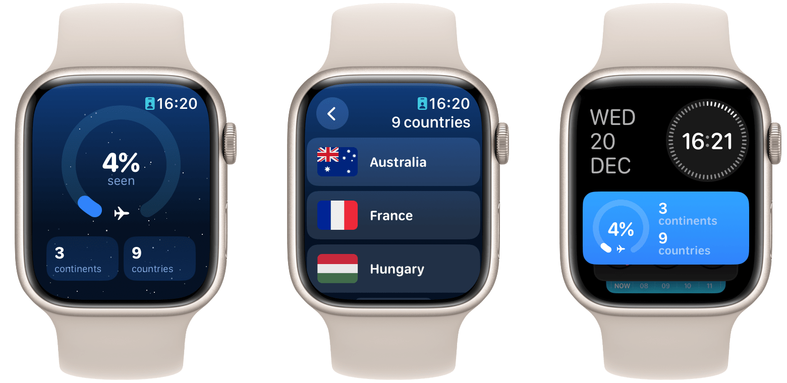 Globetrotter lets you glance at your traveling stats on the Apple Watch