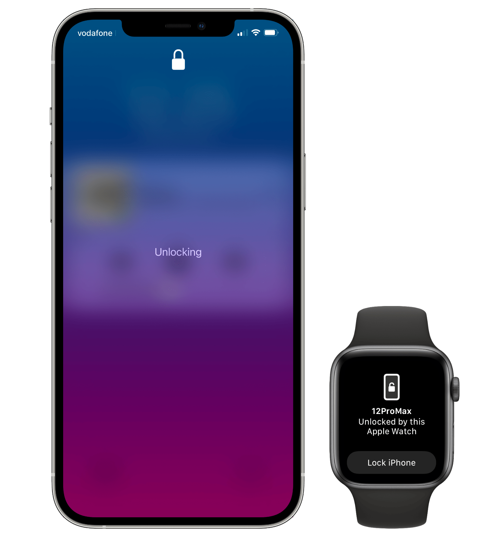 Unlocking Face ID via the Apple Watch. You only see the message on Apple Watch if you raise your wrist after a successful authentication.