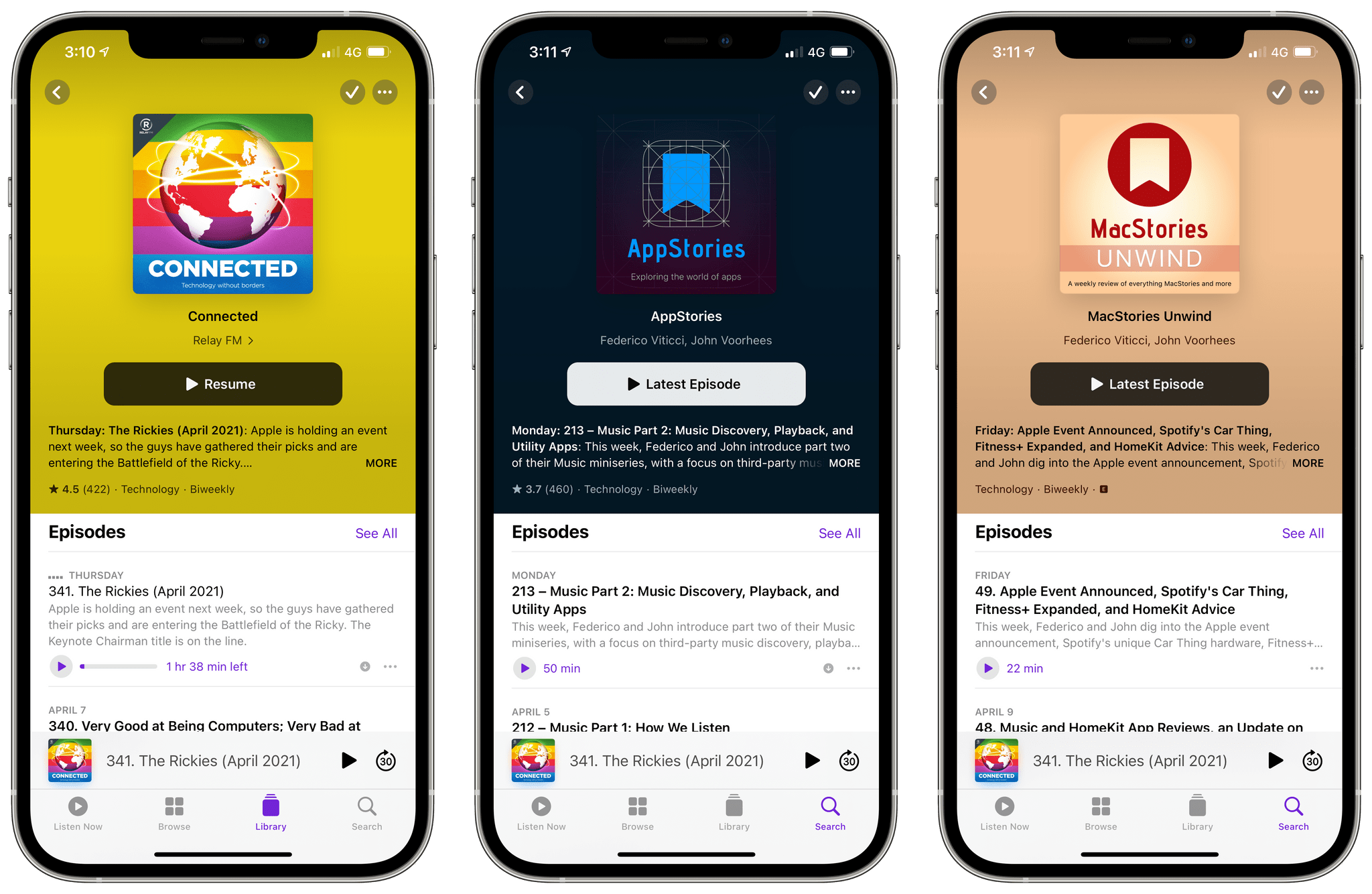 Episode release frequency in Apple Podcasts.