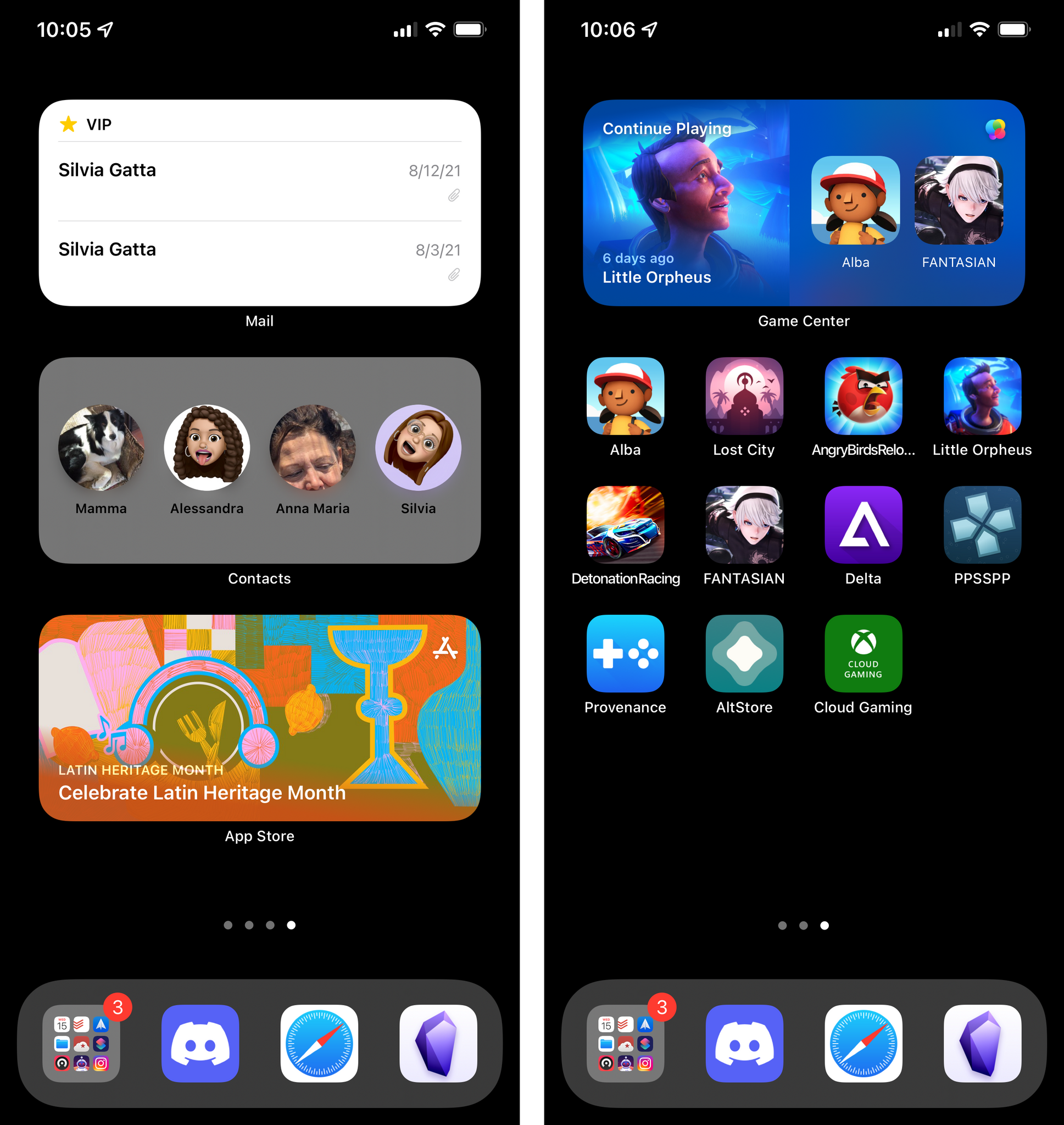 The new Mail, Contacts, App Store, and Game Center widgets.