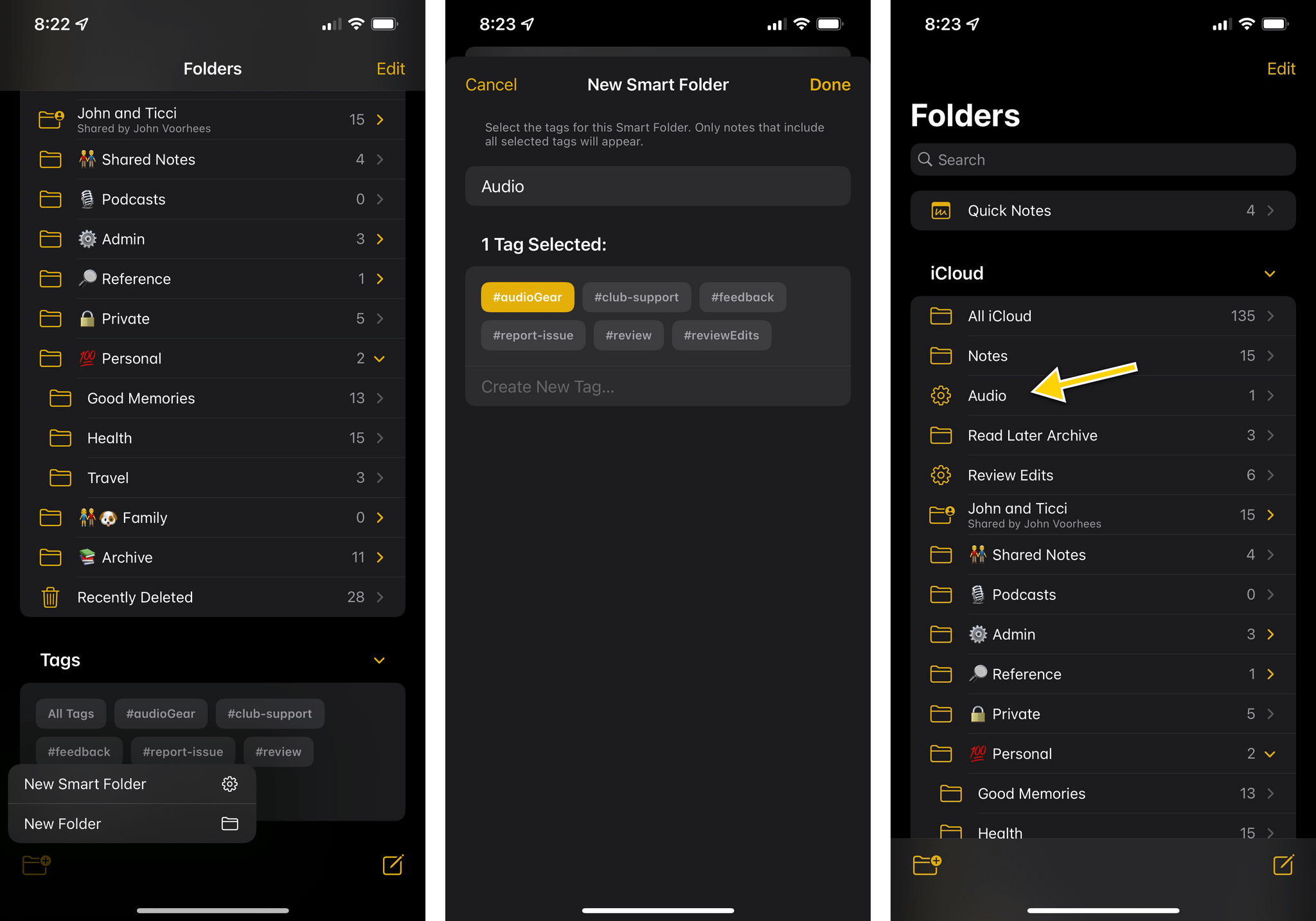 Use Tags and Smart Folders in Notes on your iPhone and iPad - Apple Support