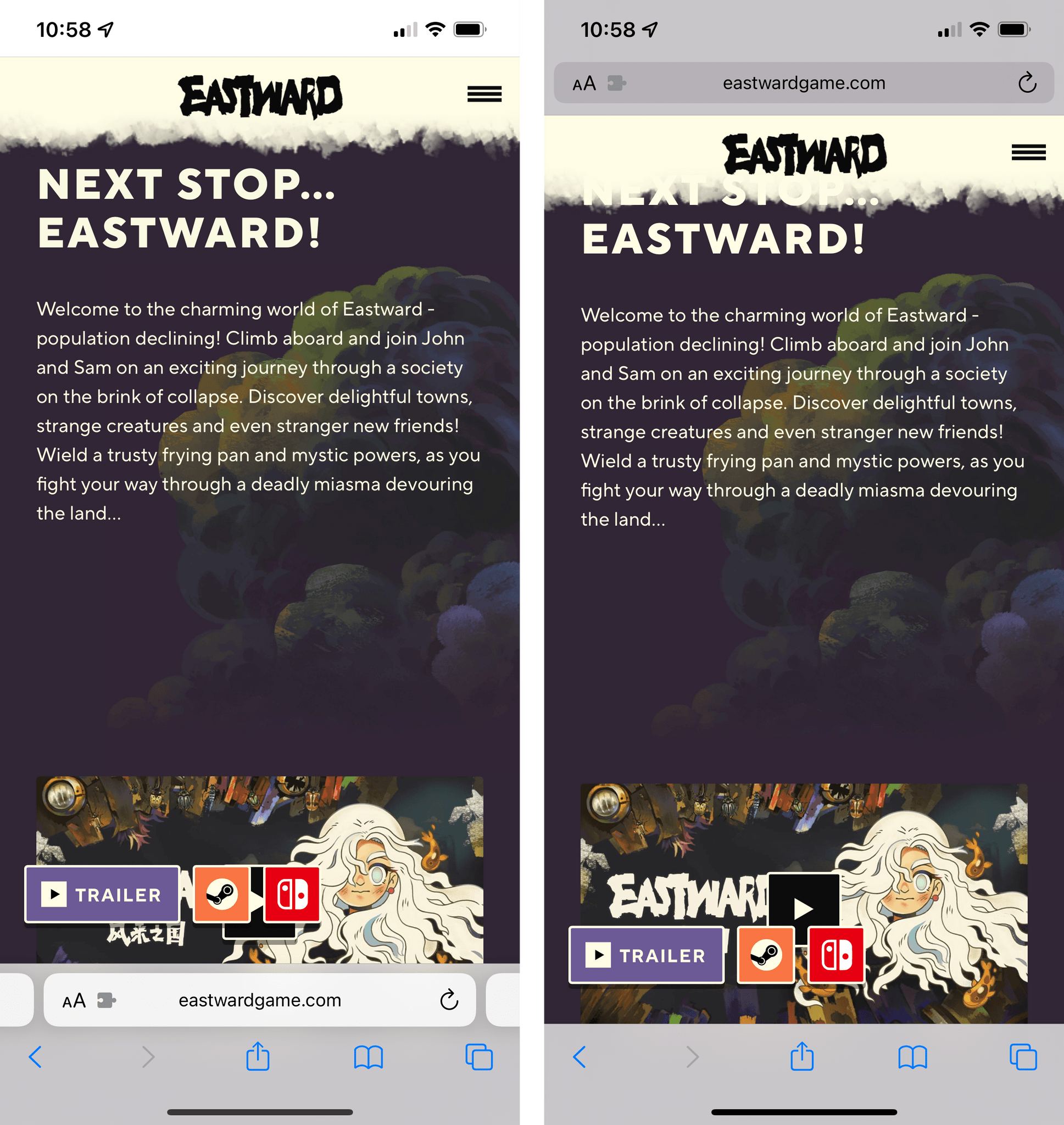 If you want, you can revert to the old Safari design with a setting \(right\).