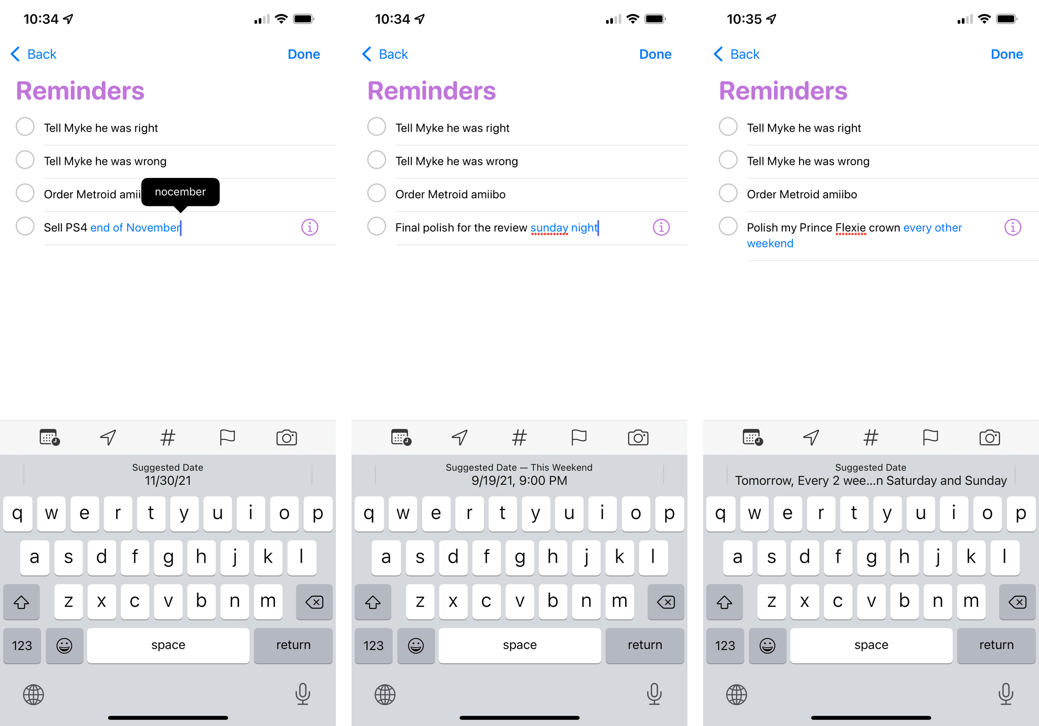 Reminders' updated natural language parsing. Autocorrect doesn't seem much smarter though.