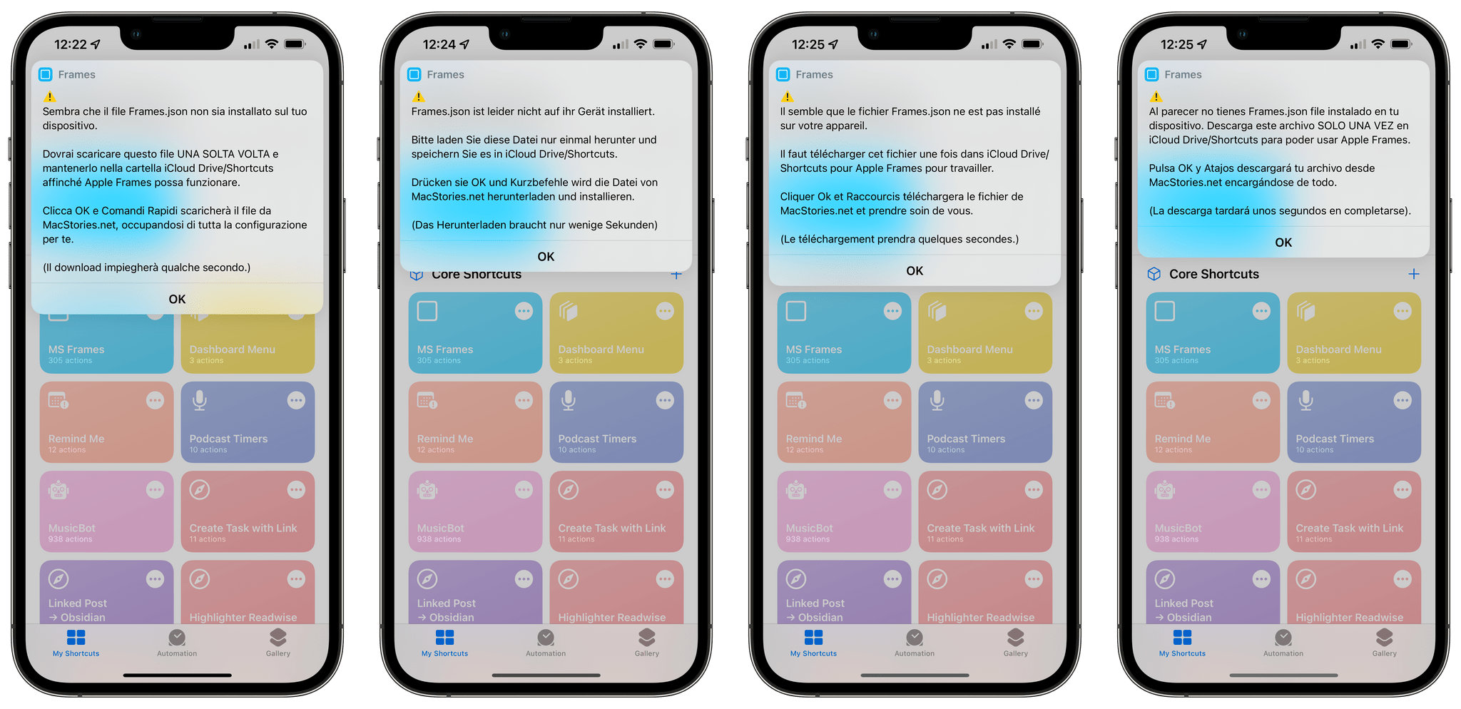 The localized setup flow in Apple Frames.