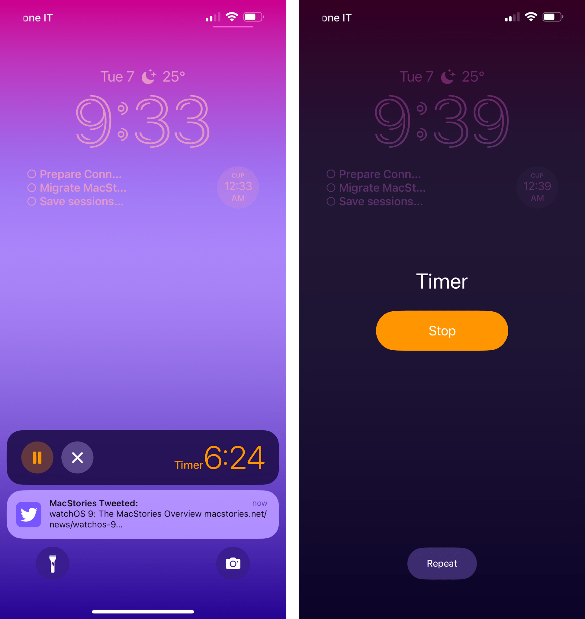 A timer as a Live Activity on the Lock Screen.