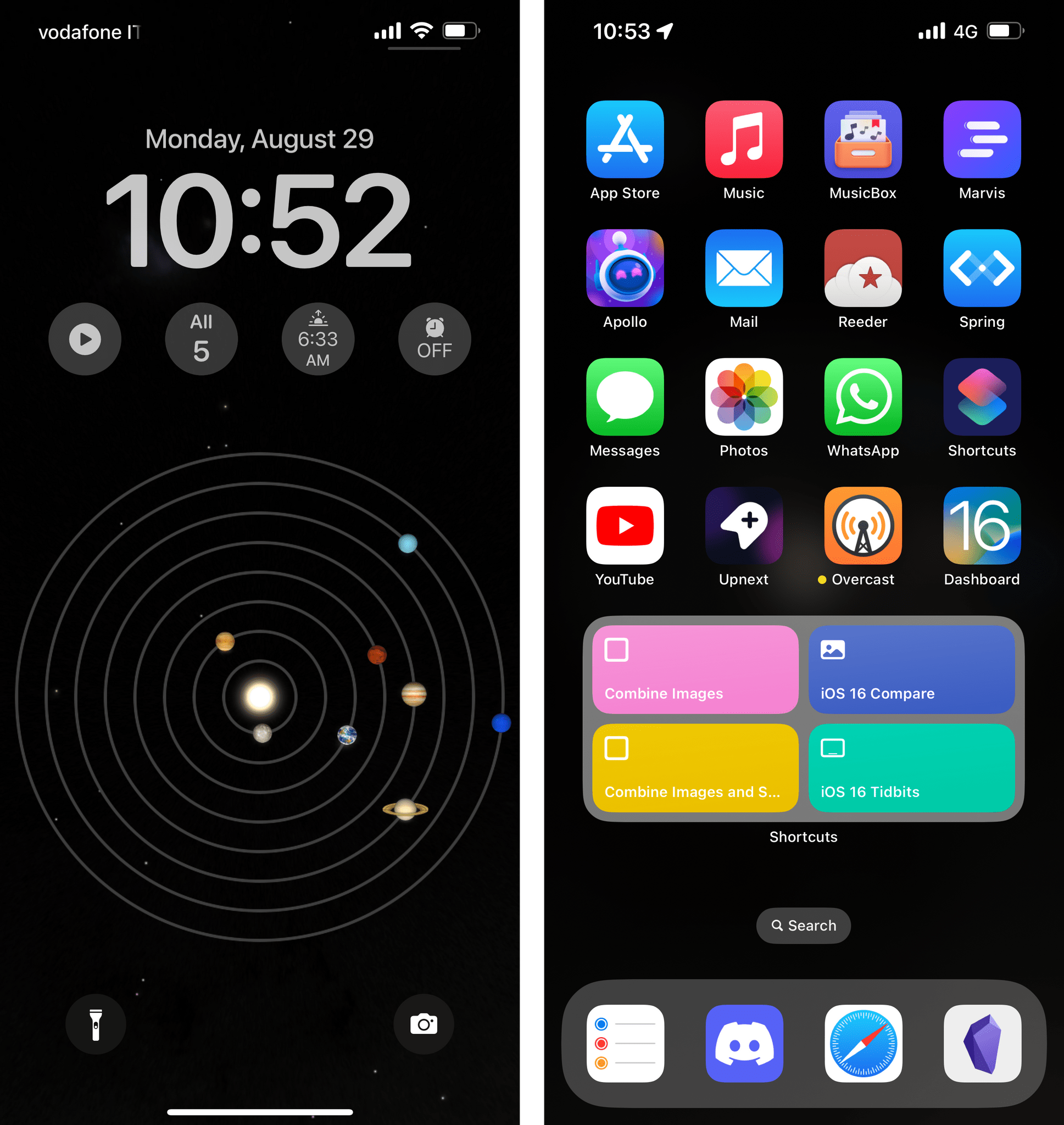 The Solar System wallpaper and my associated Home Screen.