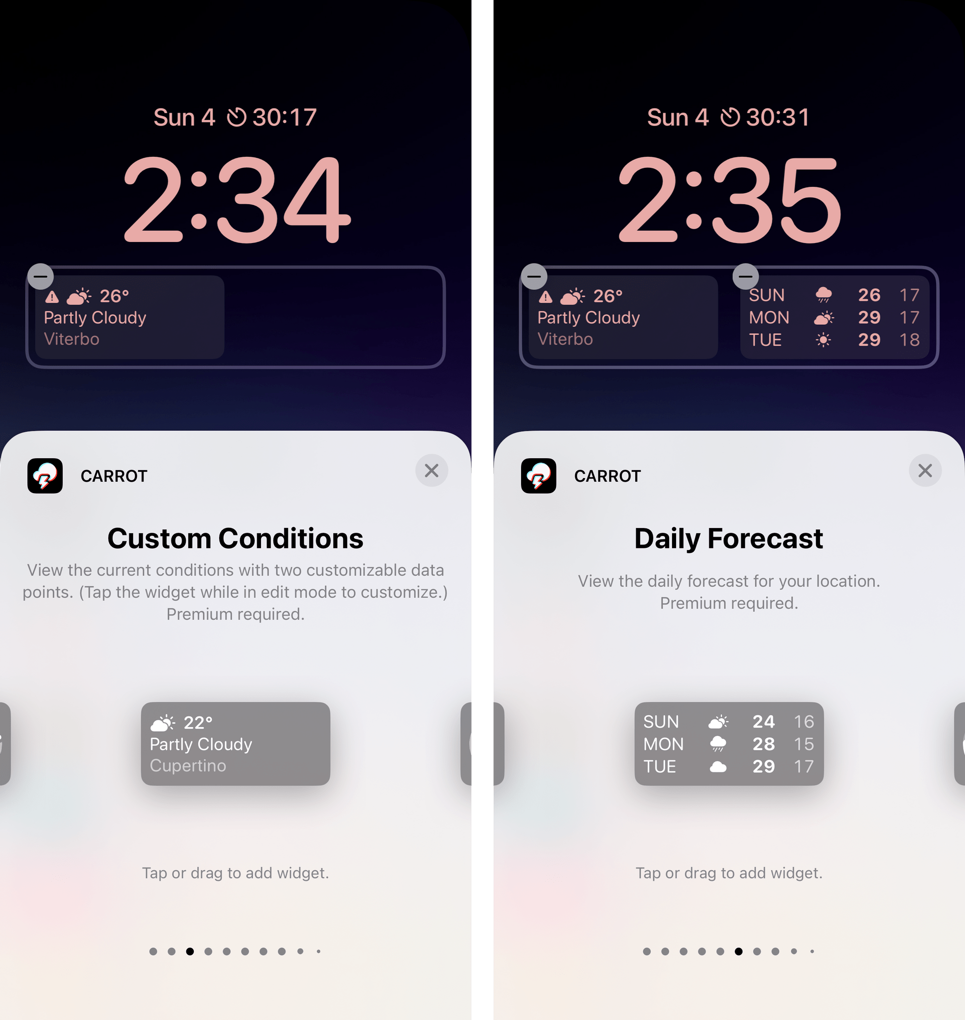 carrot weather widget ios 14