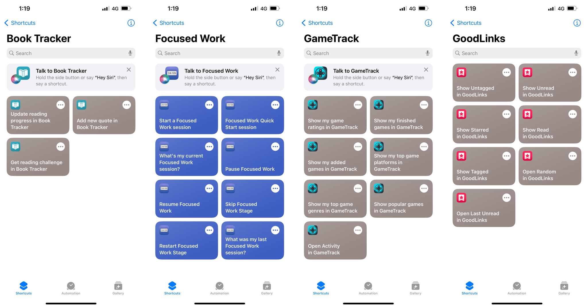 Some examples of upcoming App Shortcuts.