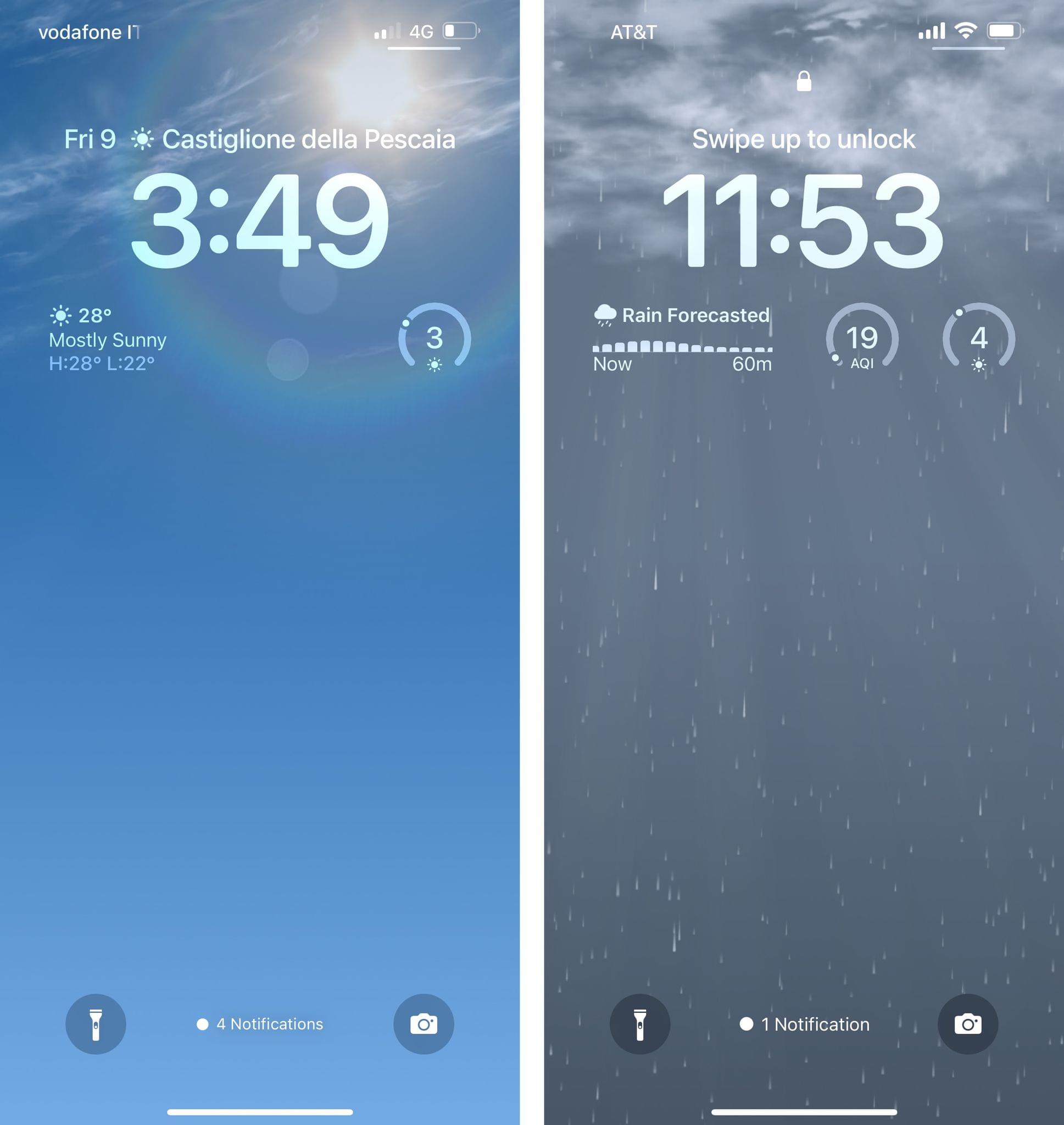 The Weather wallpaper with an associated Home Screen.