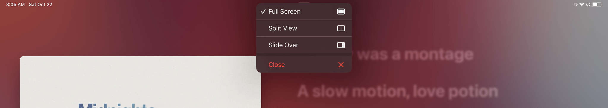 Let me tell you something you won't be able to unsee: in Stage Manager, the button is called Fullscreen; in Split View, it's labeled Full Screen. I'm sorry.