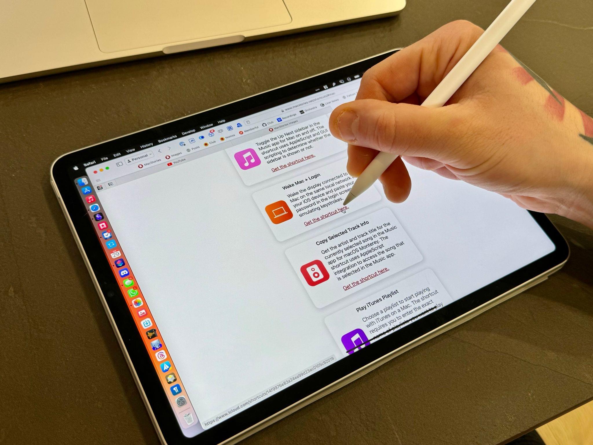 The Apple Pencil can be used to click around the macOS UI and hover over links and other interface elements.