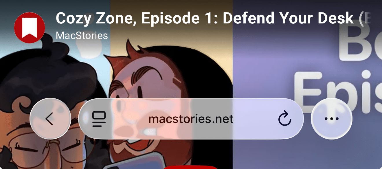 Liquid Glass in Safari’s updated address bar.