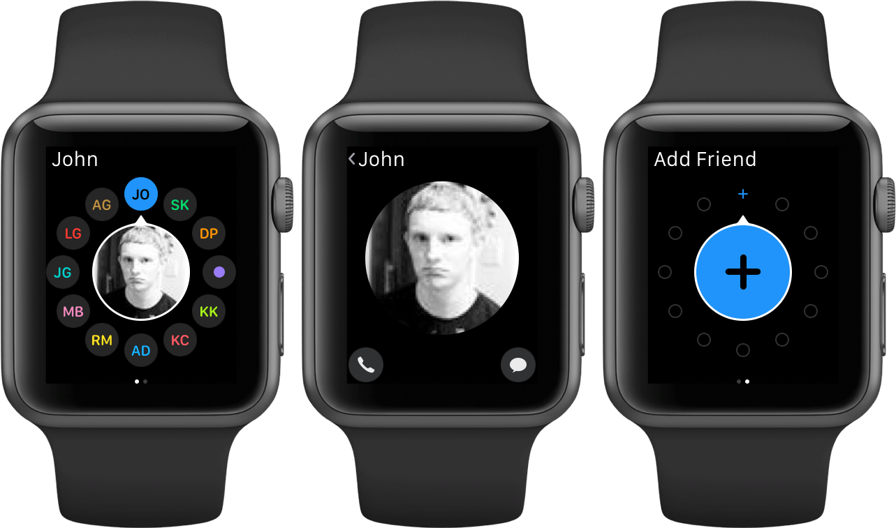 The Friends interface in watchOS 2.