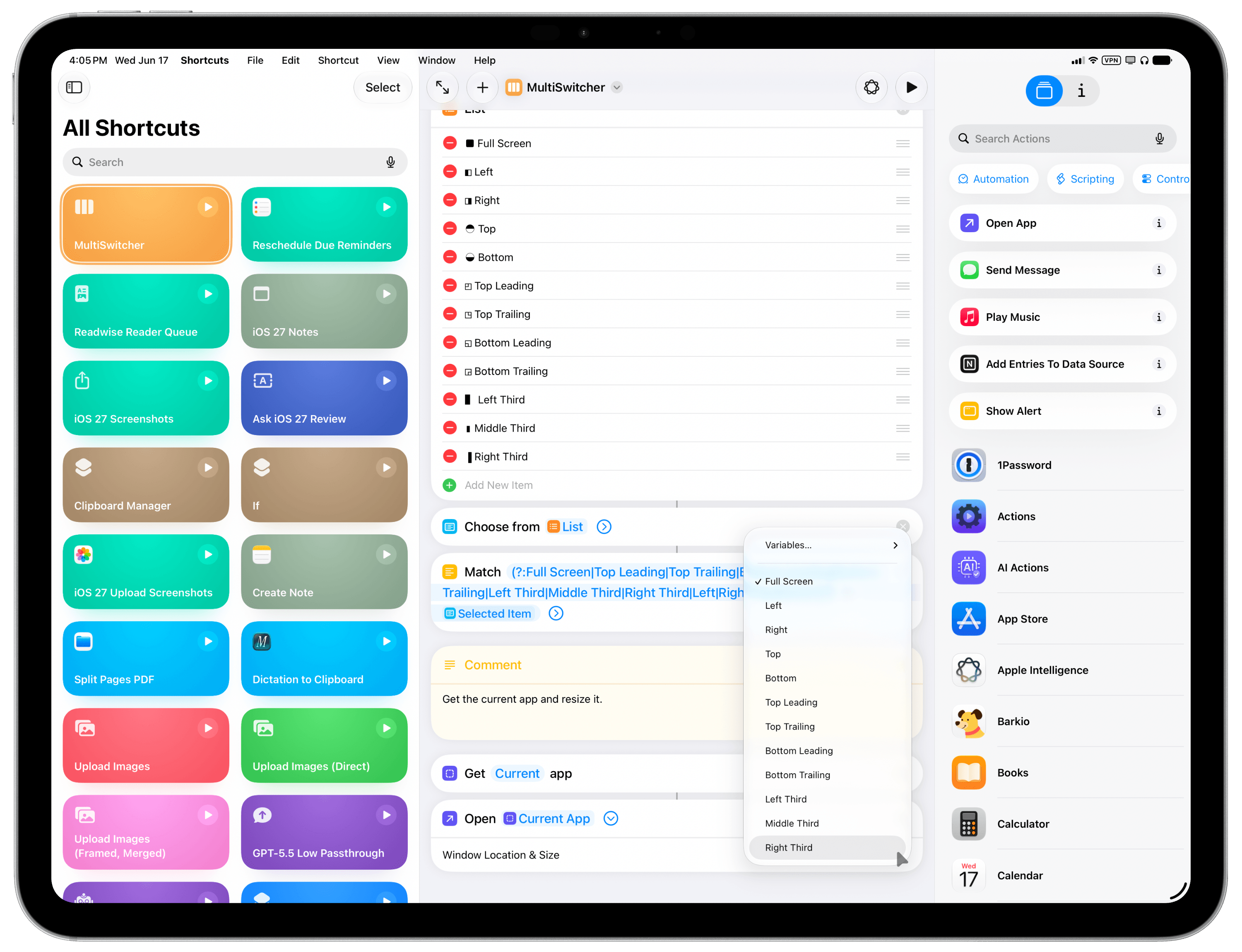 This new parameter of the ‘Open App’ action supports configurable options.