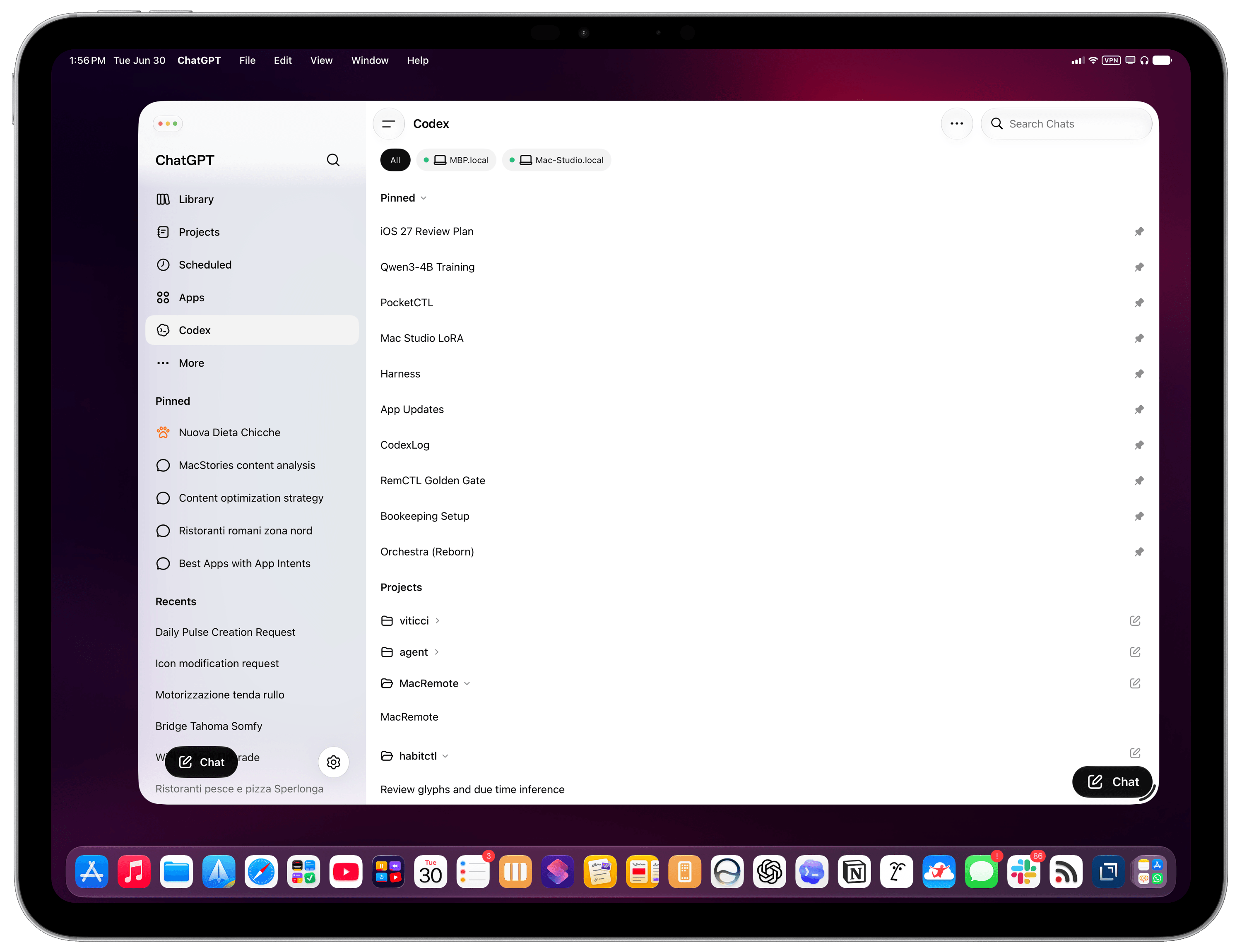 Codex remote on iPad.