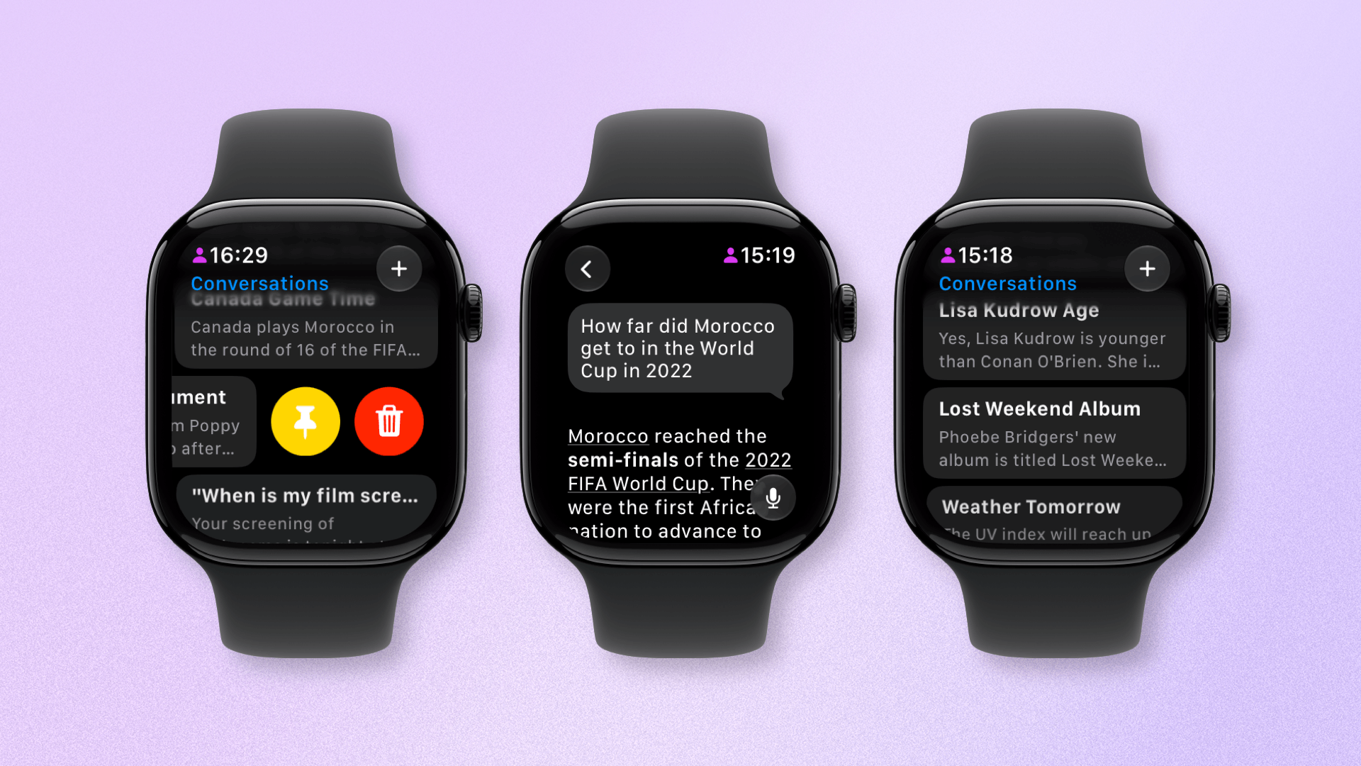 The new Siri app allows you to browse and pin past conversations.