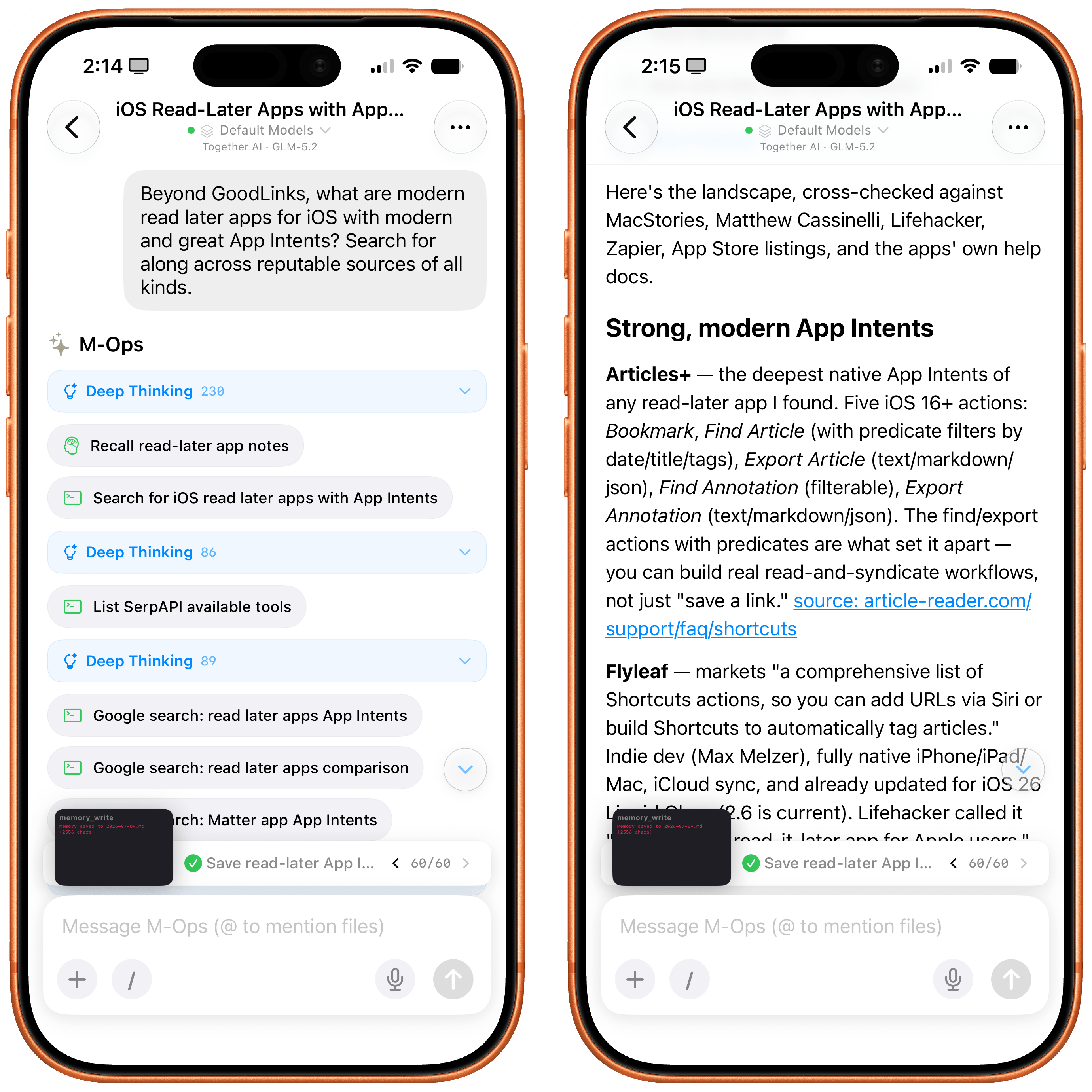 The regular chatbot UI of the Minis app.