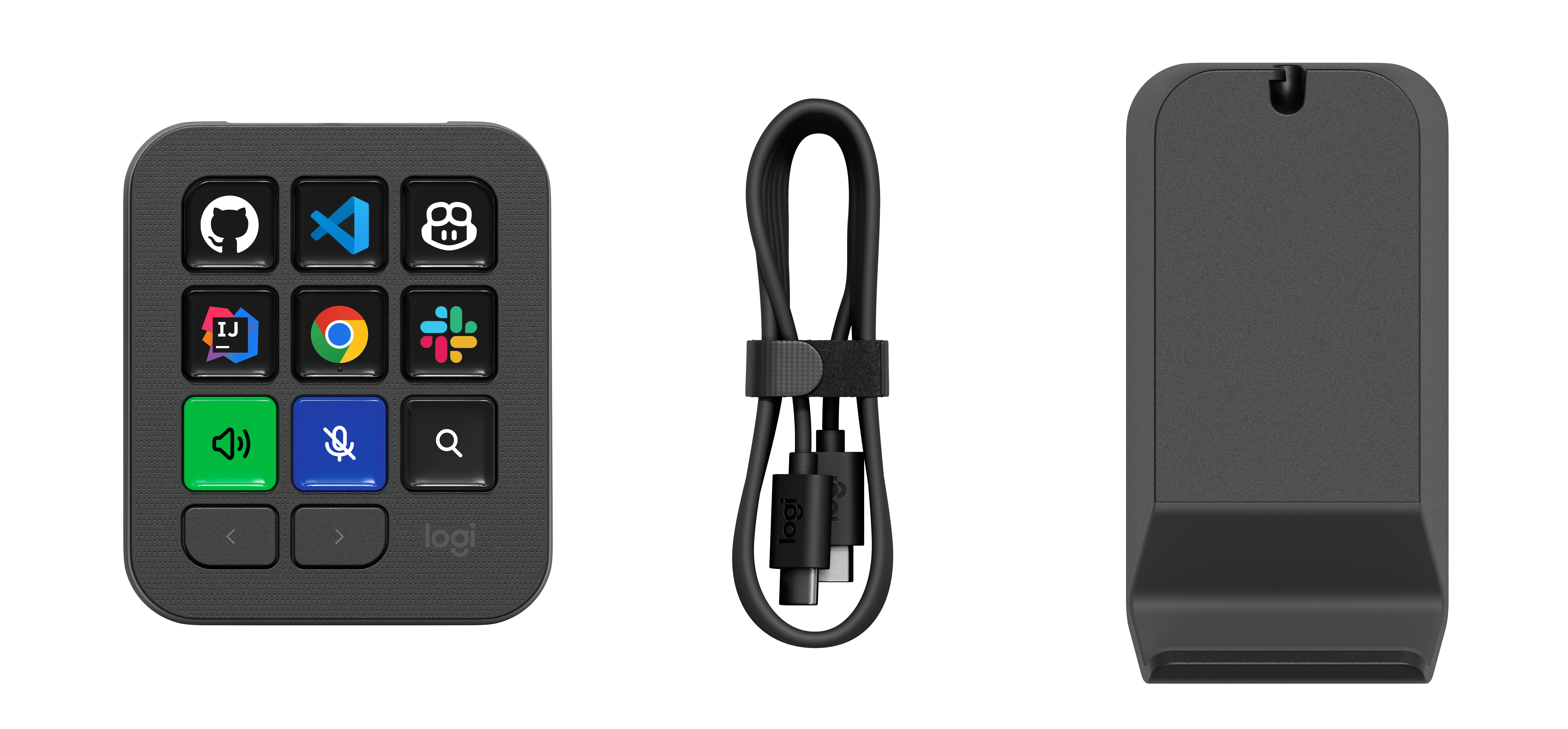 Keypad, cable, and kickstand. Source: Logitech.