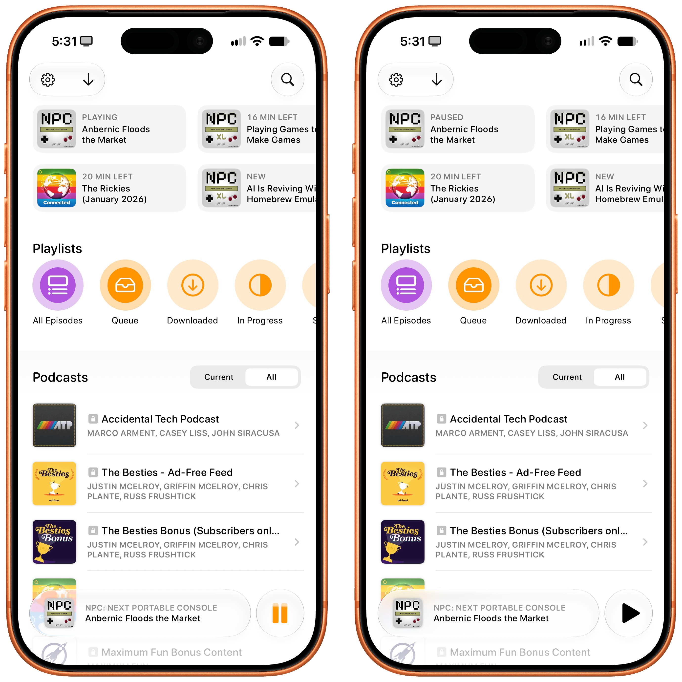 All third-party apps built for iOS 26 receive the new Liquid Glass material “for free” in iOS 27. Pictured: Overcast with clear setting (left) and tinted.
