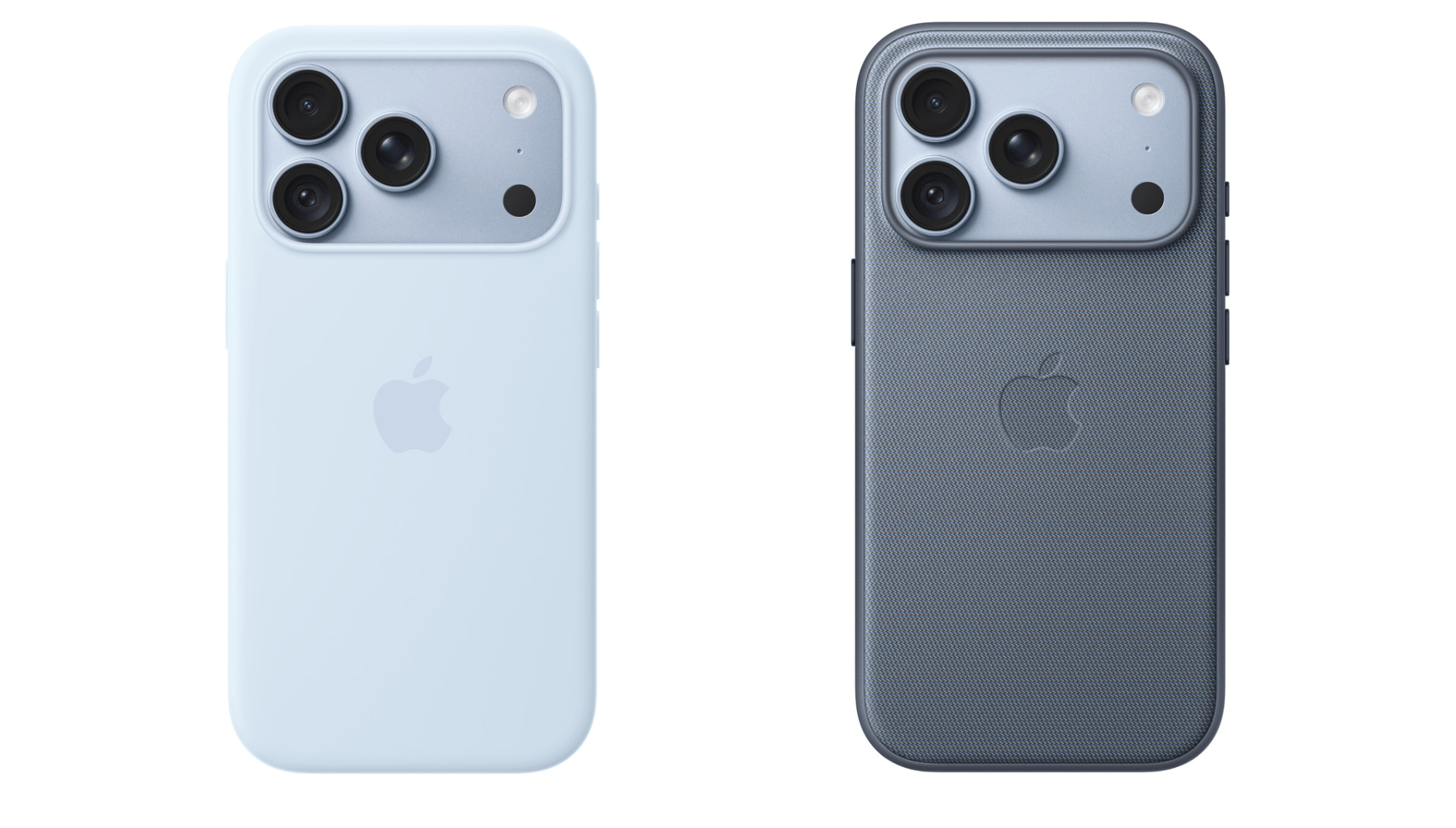 Silicone case (left) and TechWoven case (right) for iPhone 18 Pro.