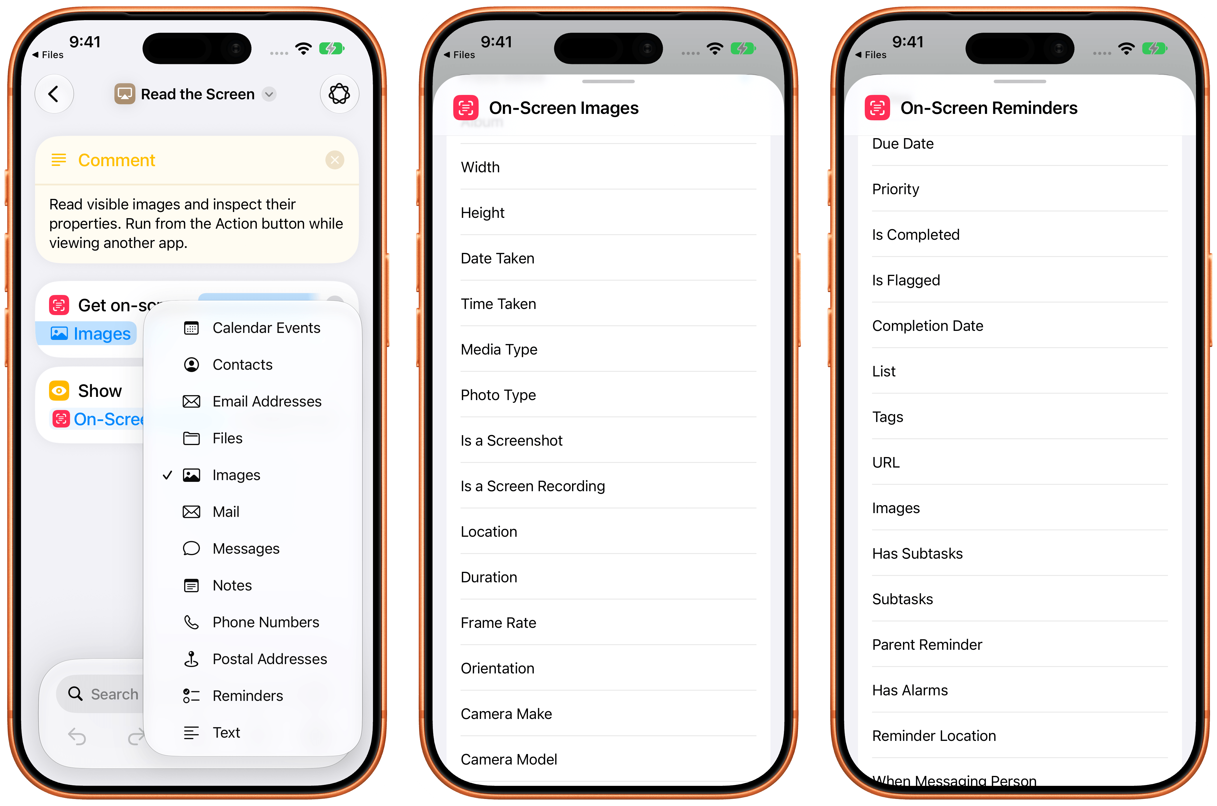 New properties for on-screen variables.