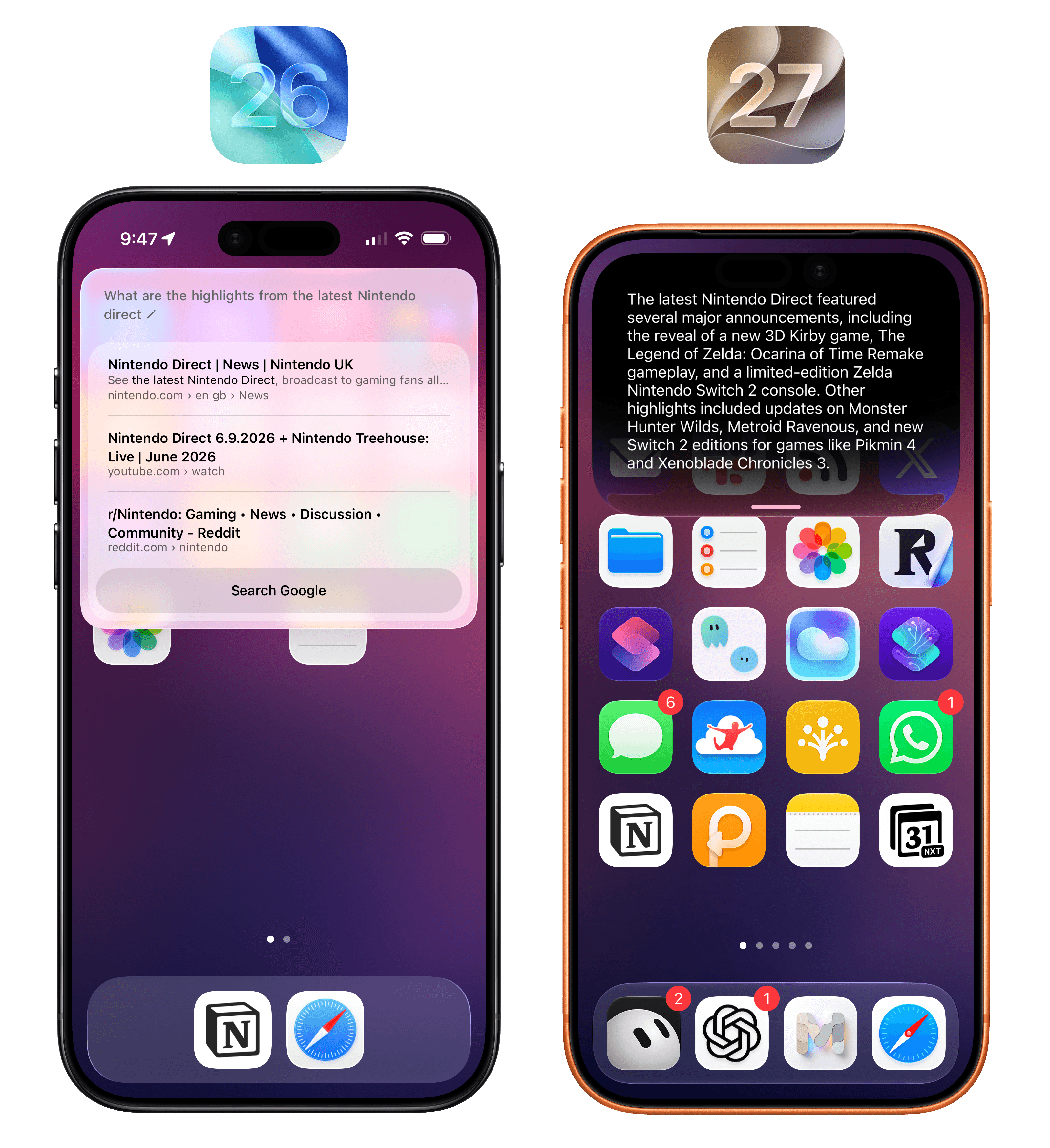 Apple’s world knowledge engine supports recent results, and it’s a dramatic improvement for quick web searches compared to the old Siri.
