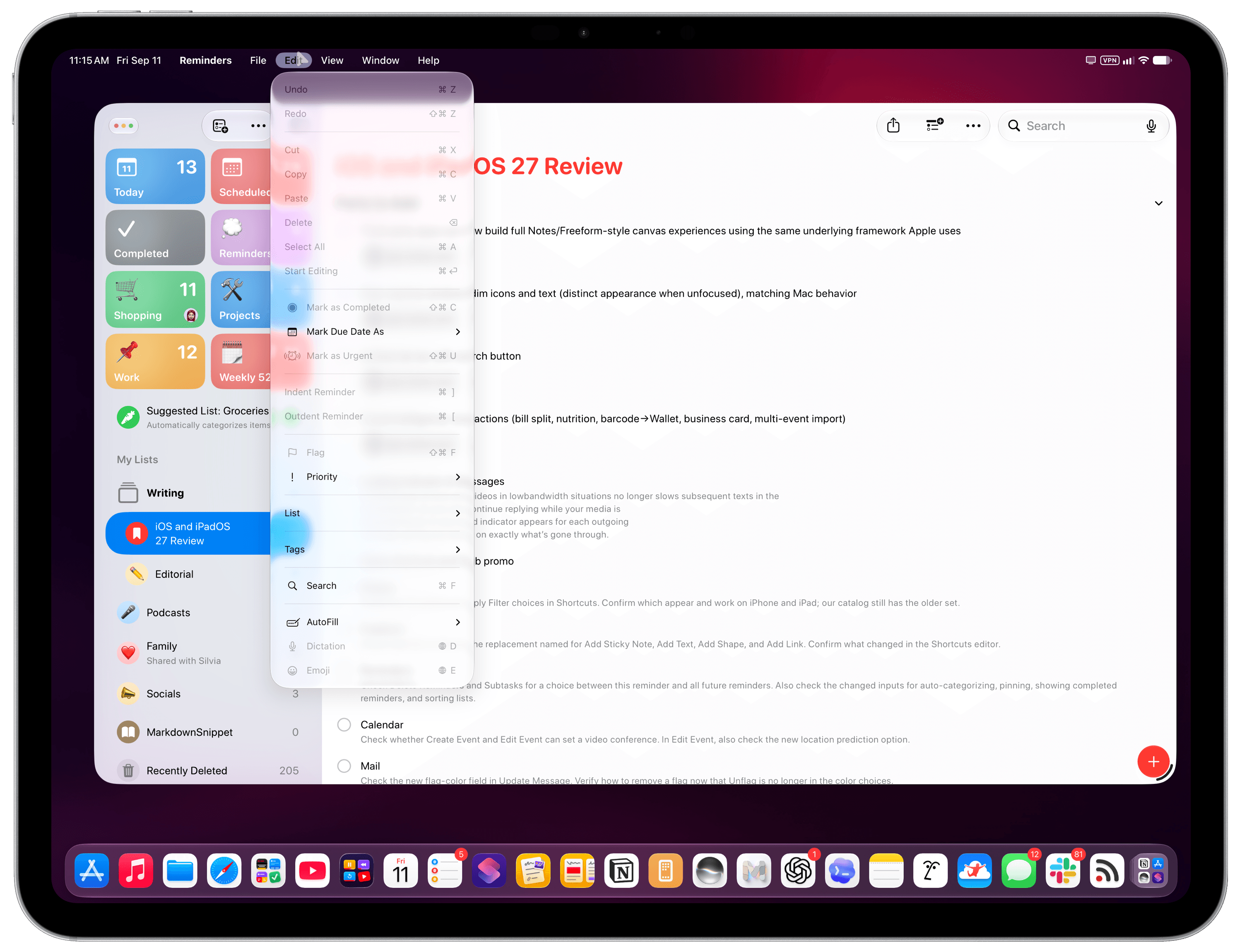 Menus with fewer icons.