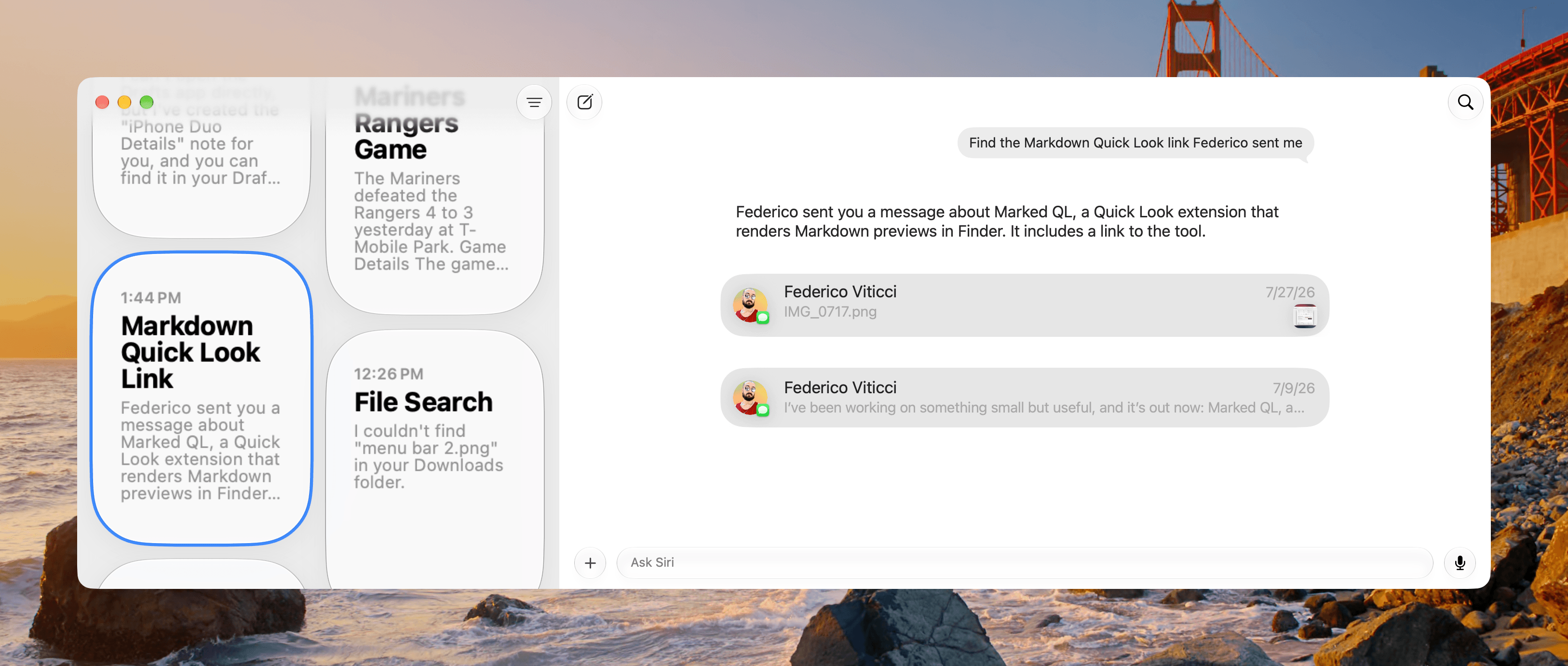 Siri feels like magic when you ask for something like a URL from months ago.