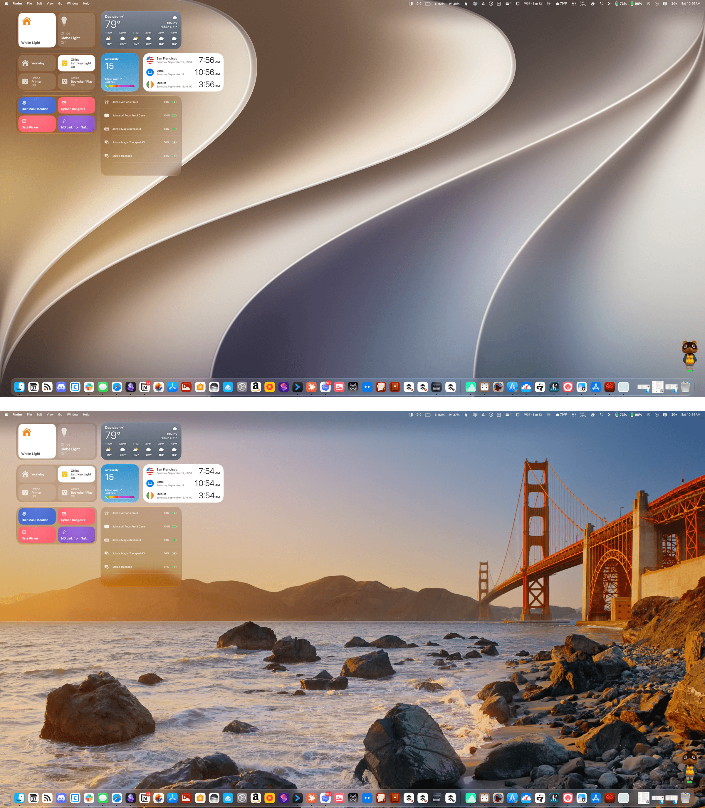 Golden Gate’s abstract curves (top) and the Golden Gate Sunset wallpapers (bottom).