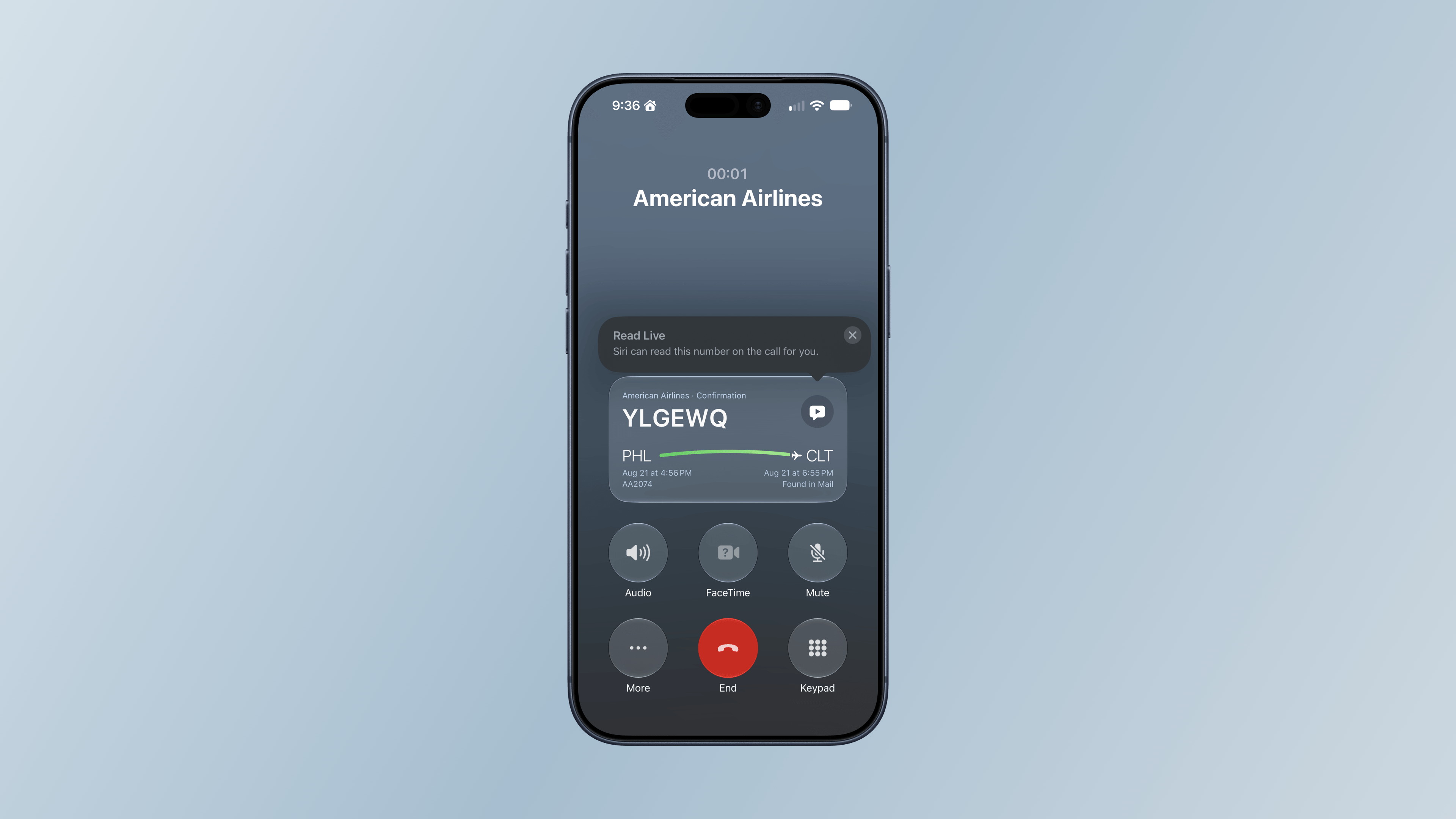It's not a Watch call, but I did see Call Context once on my iPhone this summer.