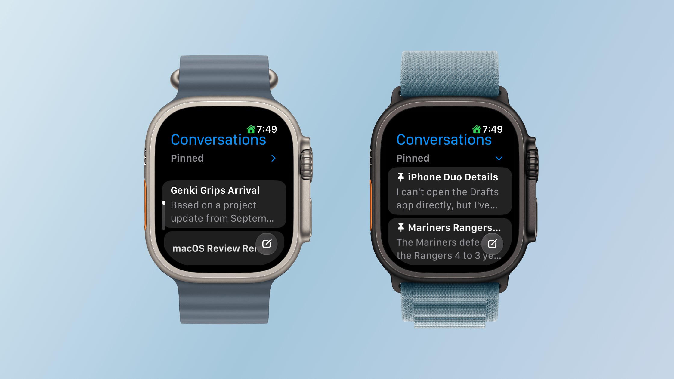 Pinned conversations can be collapsed and expanded in the Siri Watch app.