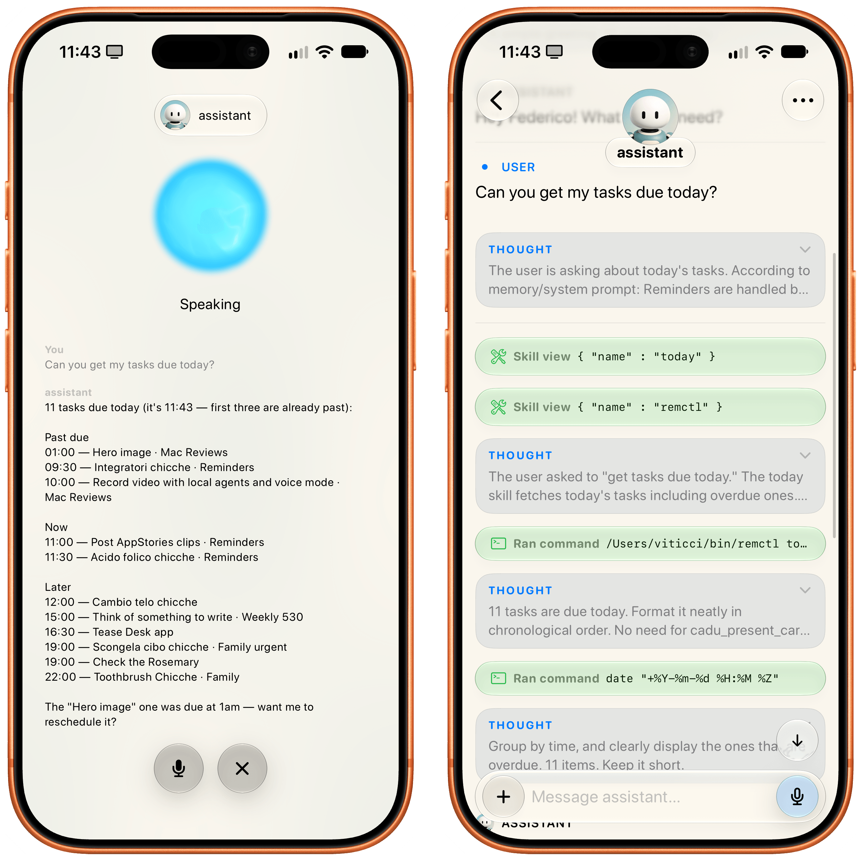 Cadu, an [upcoming iOS client for Hermes Agent](https://cadu.bot/), running live voice mode with [Qwen3-TTS](https://qwen.ai/blog?id=qwen3tts-0115) and Qwen3.8-Flash-Next as the underlying chat model, with the M5 Ultra as the server.