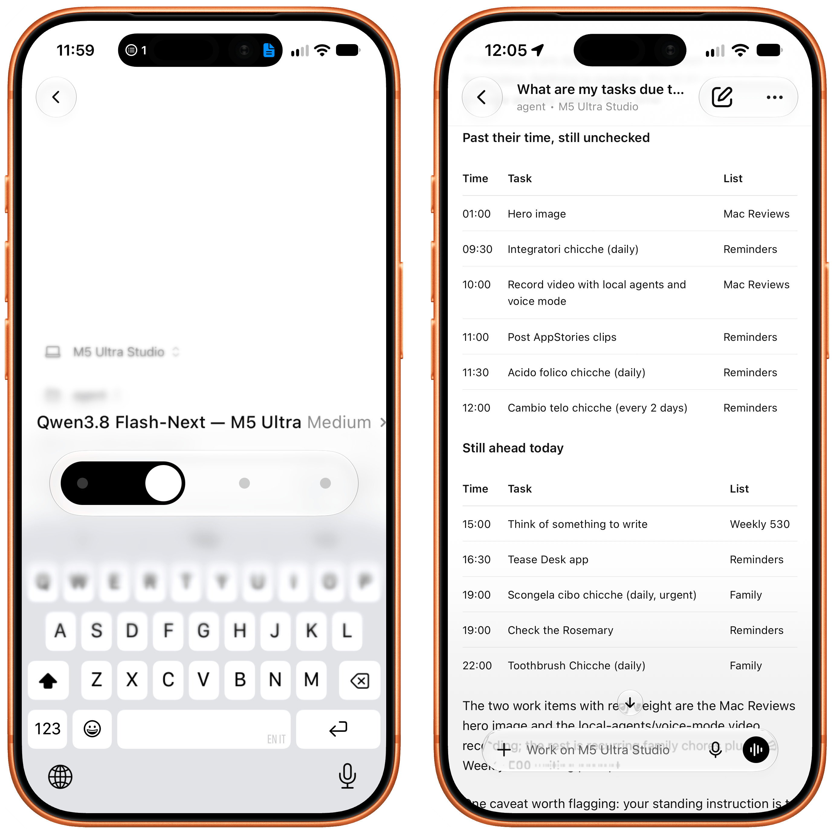 Using a local model on the M5 Ultra from Codex Remote.