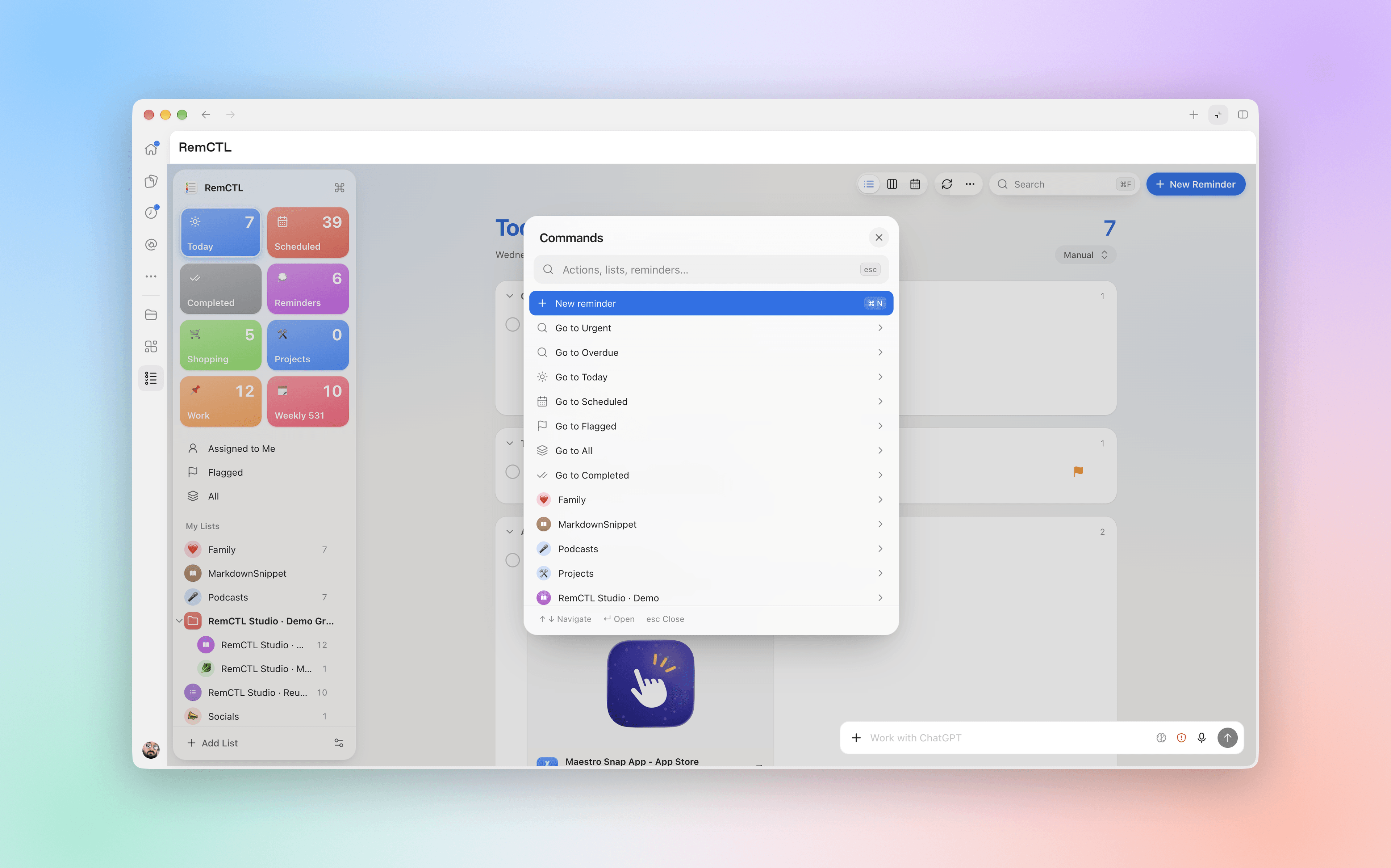 The command palette