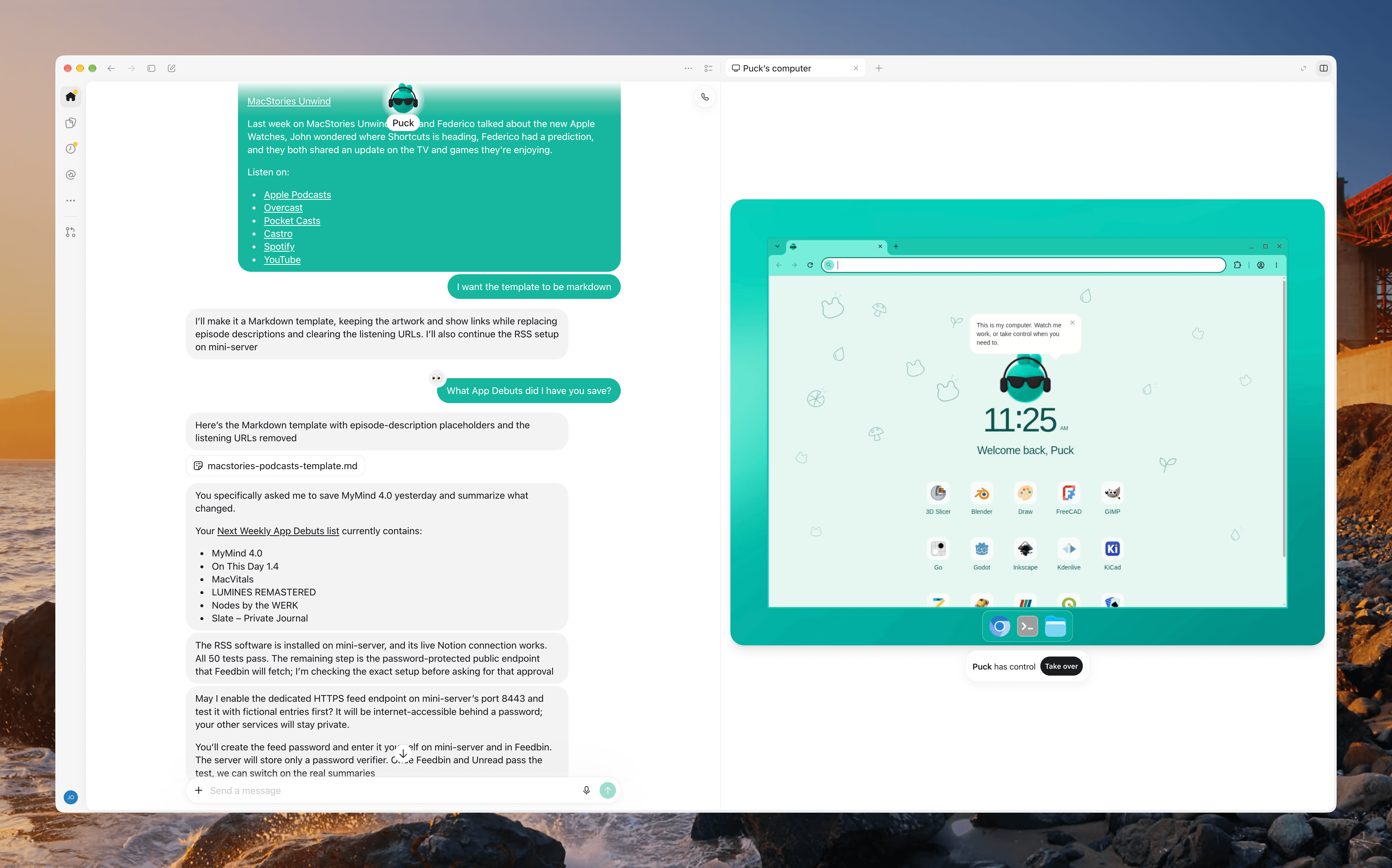 My Dot has its own Linux VM.