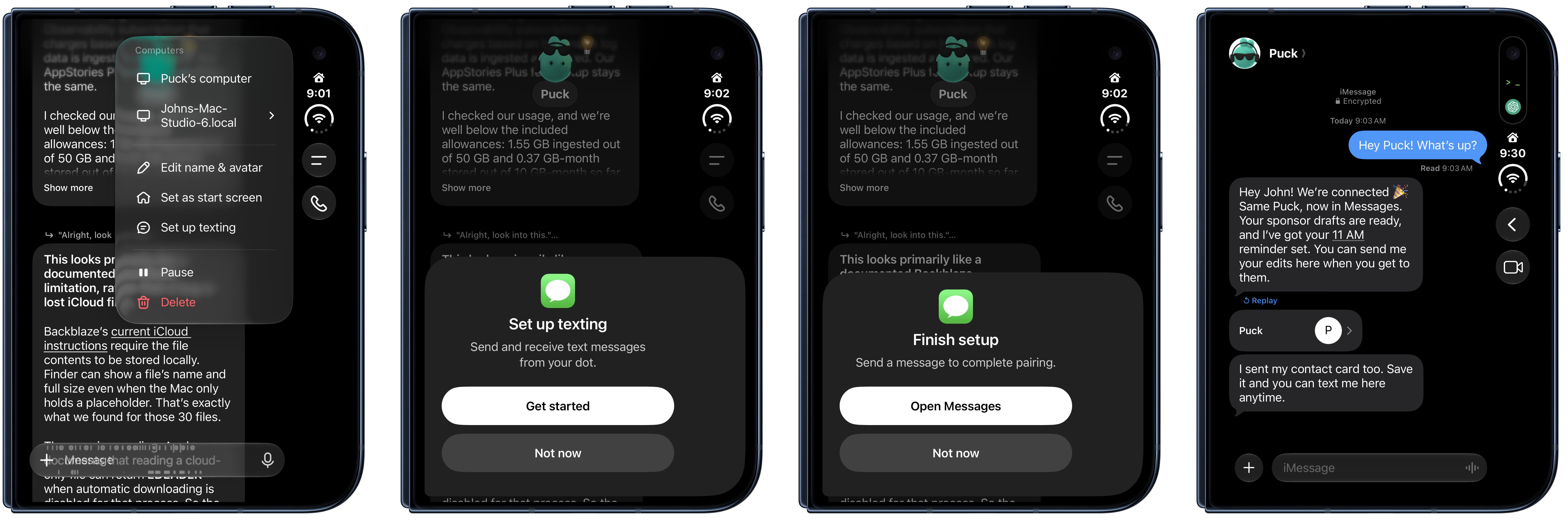 Setting up your Dot in Messages.