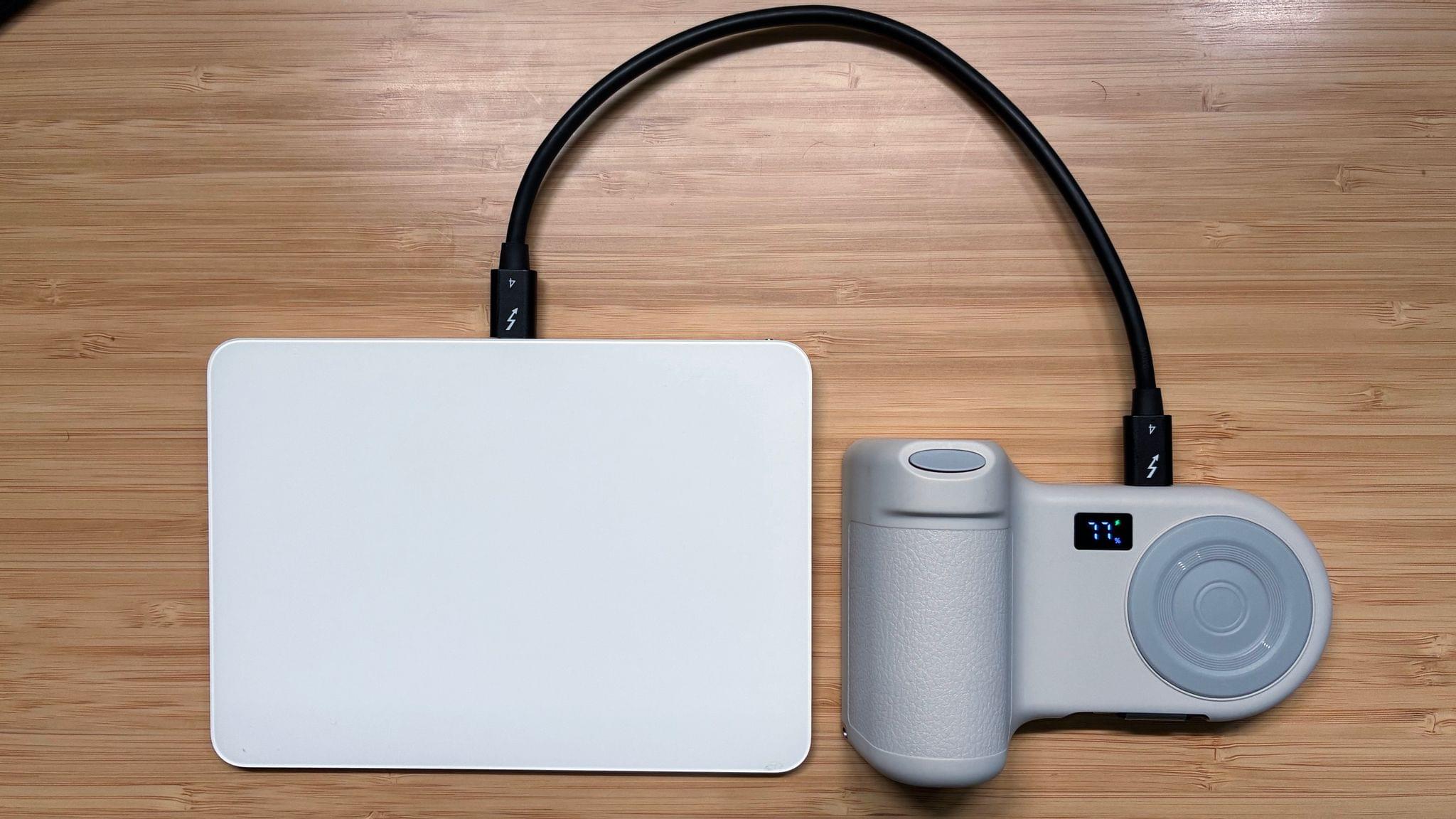 Charging using the top port on the Stage PowerGrip.