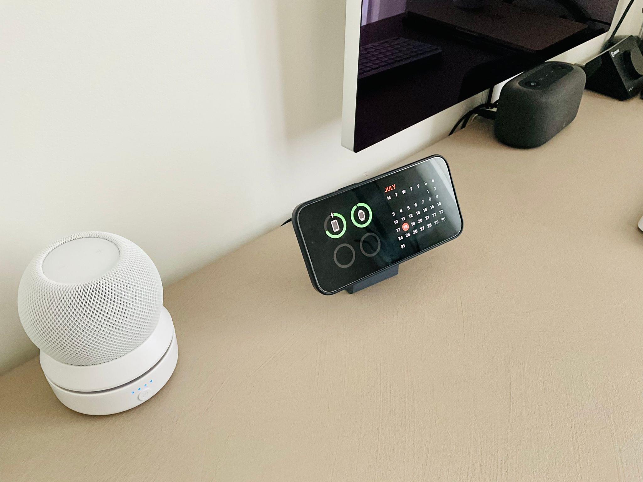 The cube on my desk next to my HomePod mini with a battery base.