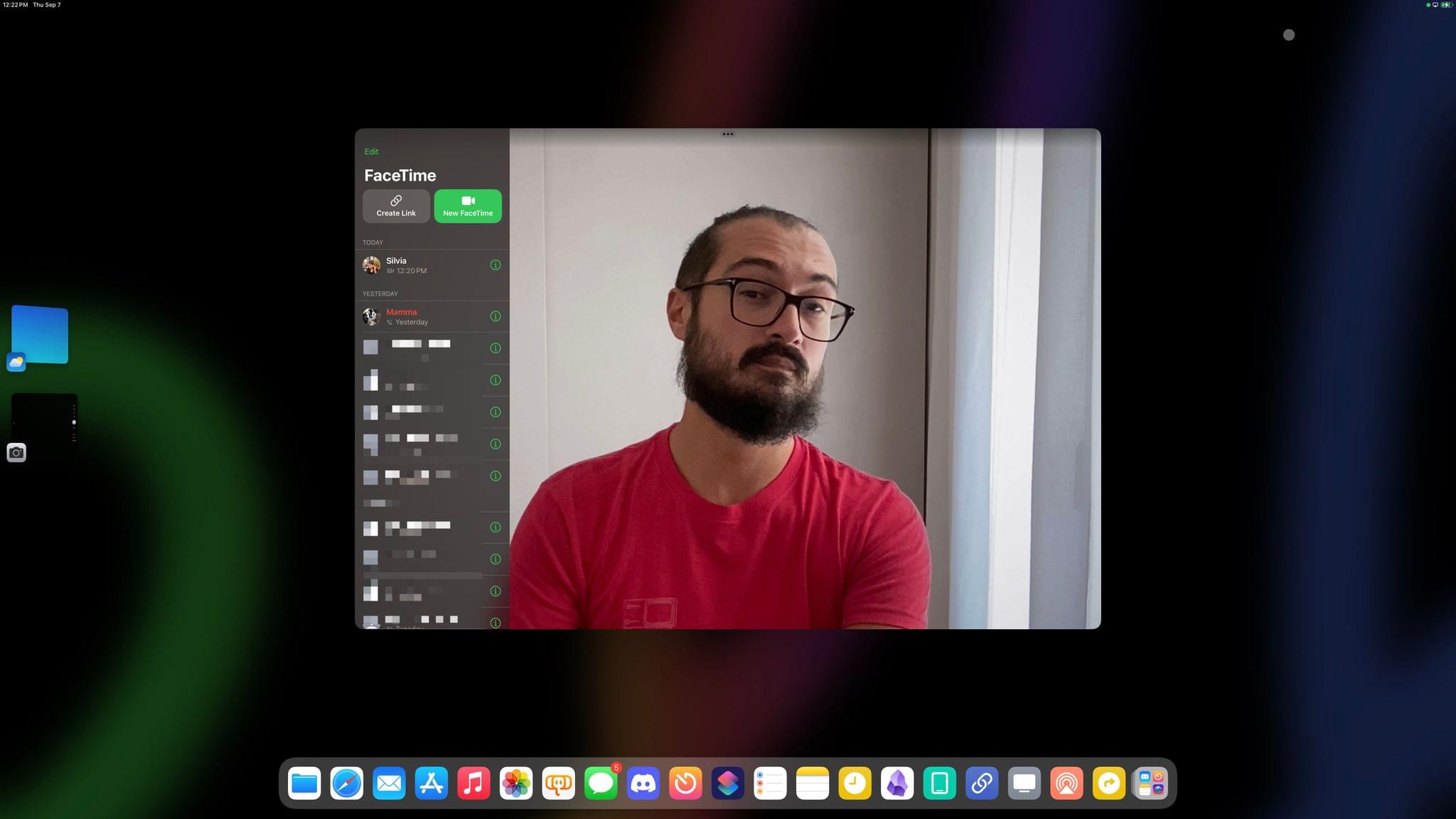 FaceTime on the iPad Pro via the Studio Display’s webcam.