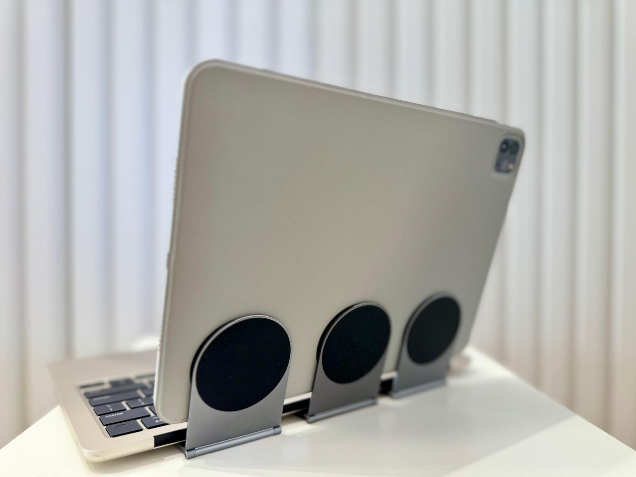 The three magnets that hold the iPad in place.
