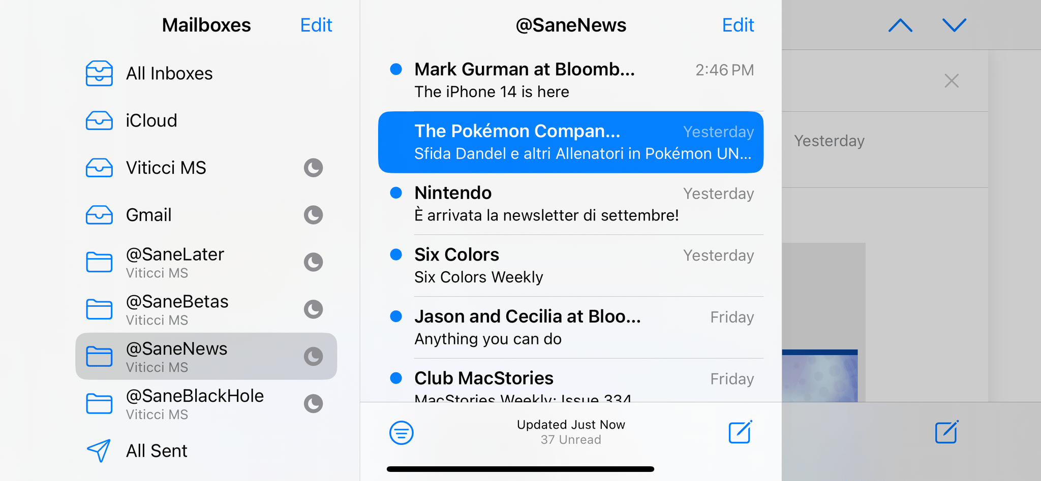 Focus filters in Mail.
