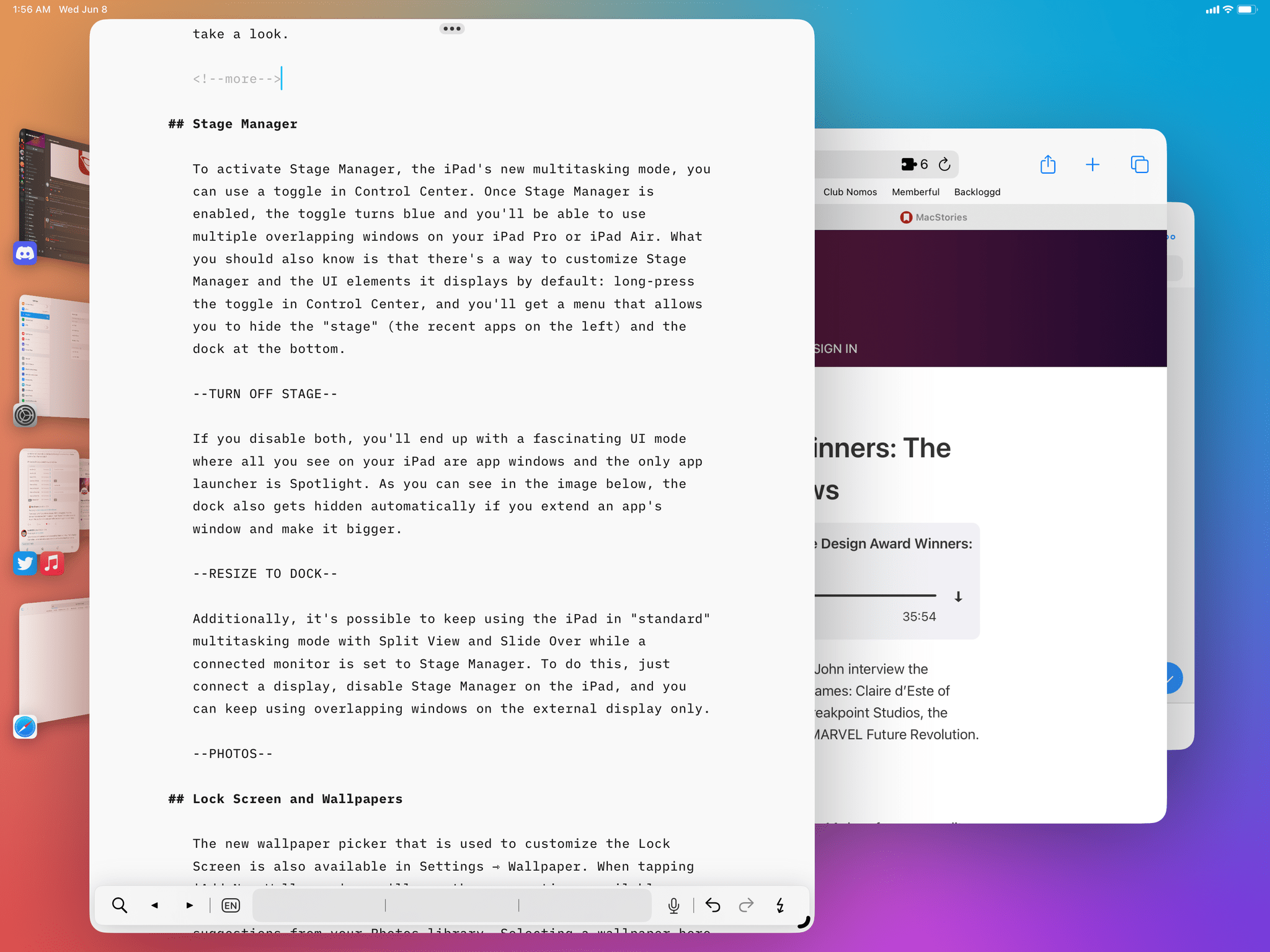 Extend an app's window and the dock gets hidden.