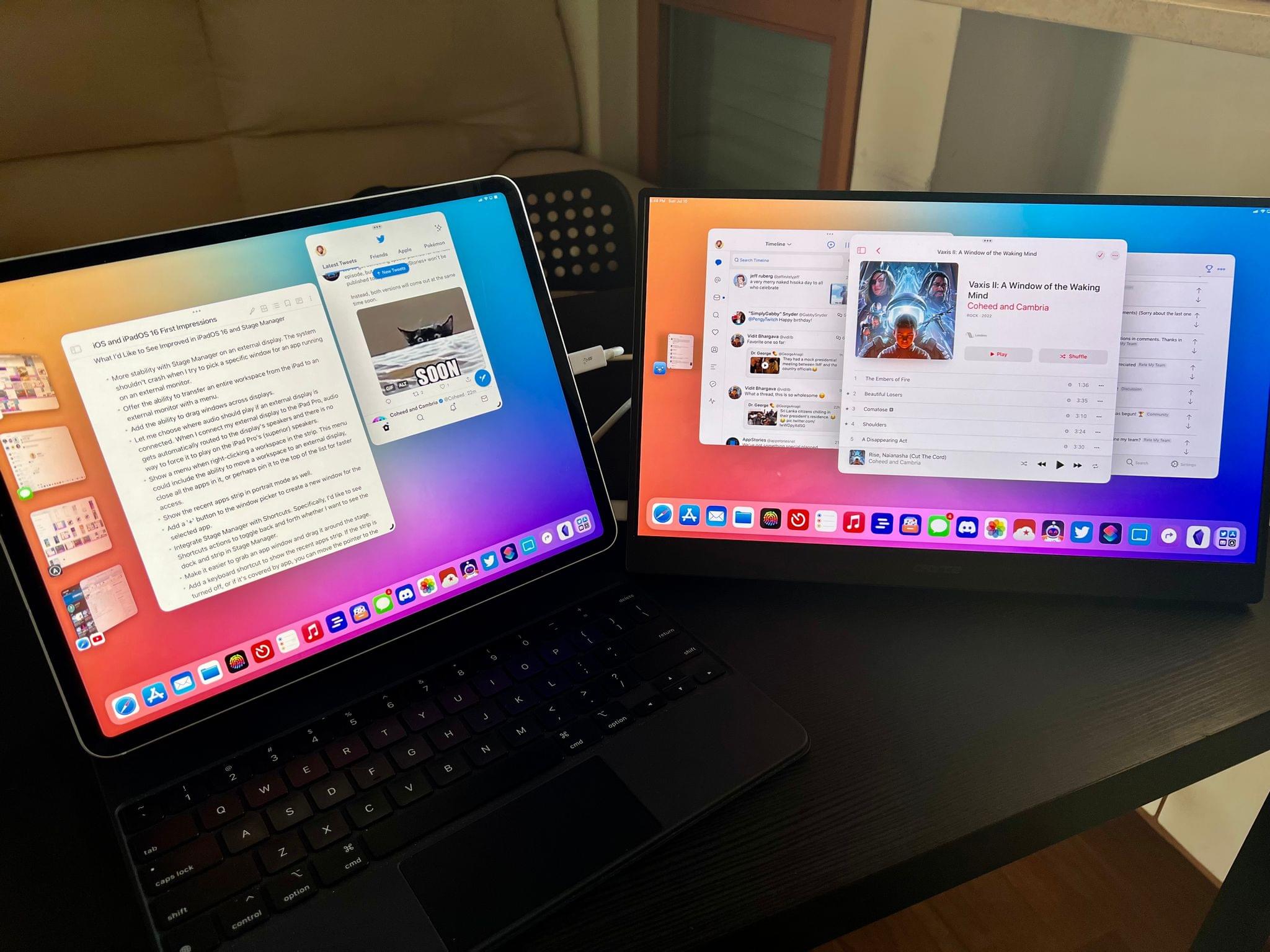 My iPad Pro and external 4K monitor.