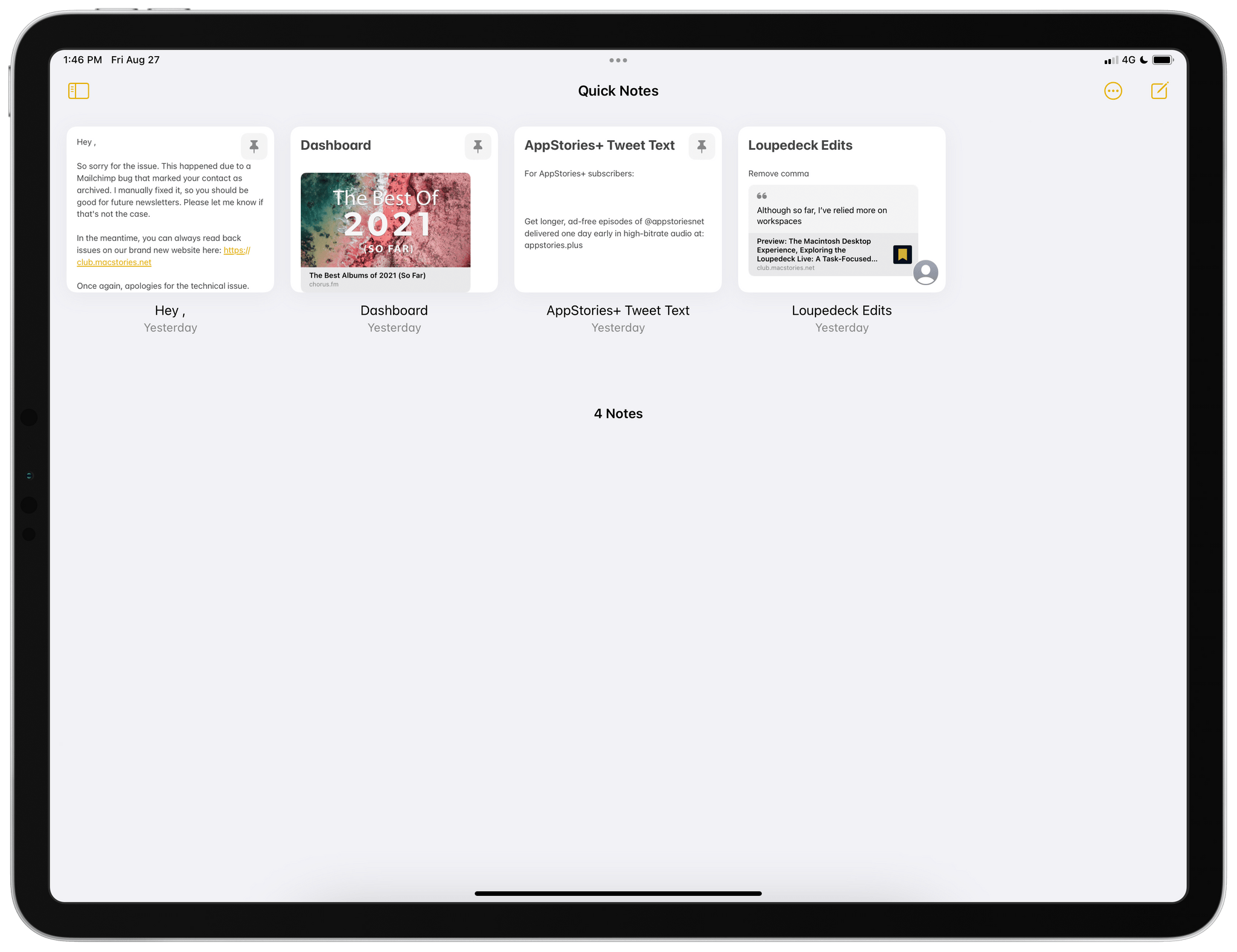 Using Quick Note for Email and Twitter Templates - Club MacStories